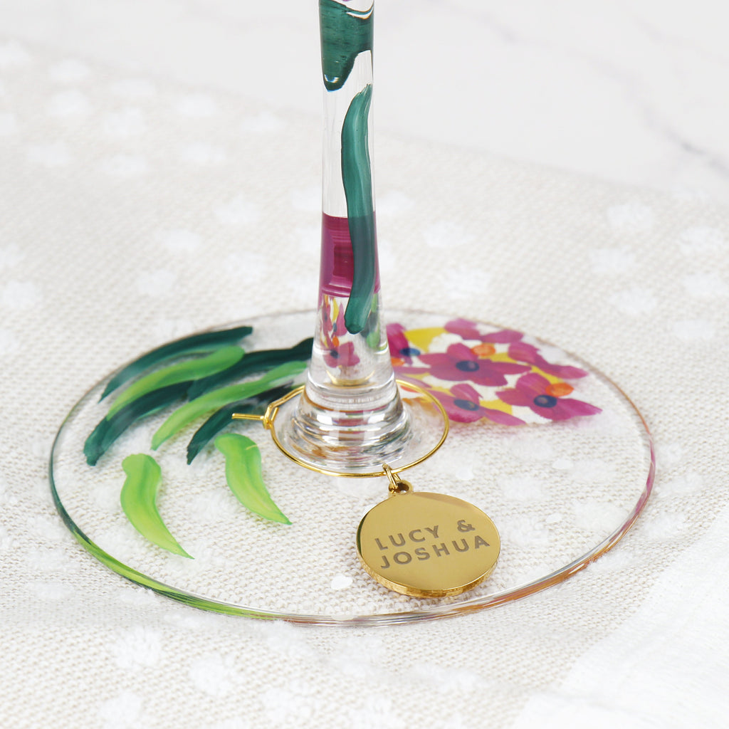 Hand Painted Floral Gin Glass - Celebration Glasses | Choice of Design | Personalised Charms
