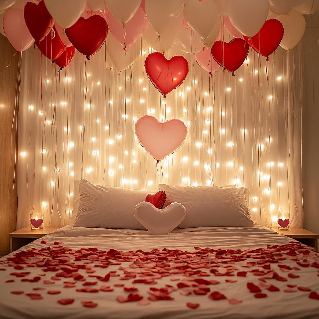 Personalised Date Night Anniversary Gift Tin - Chocolates, Petals, Balloons & Tea Lights