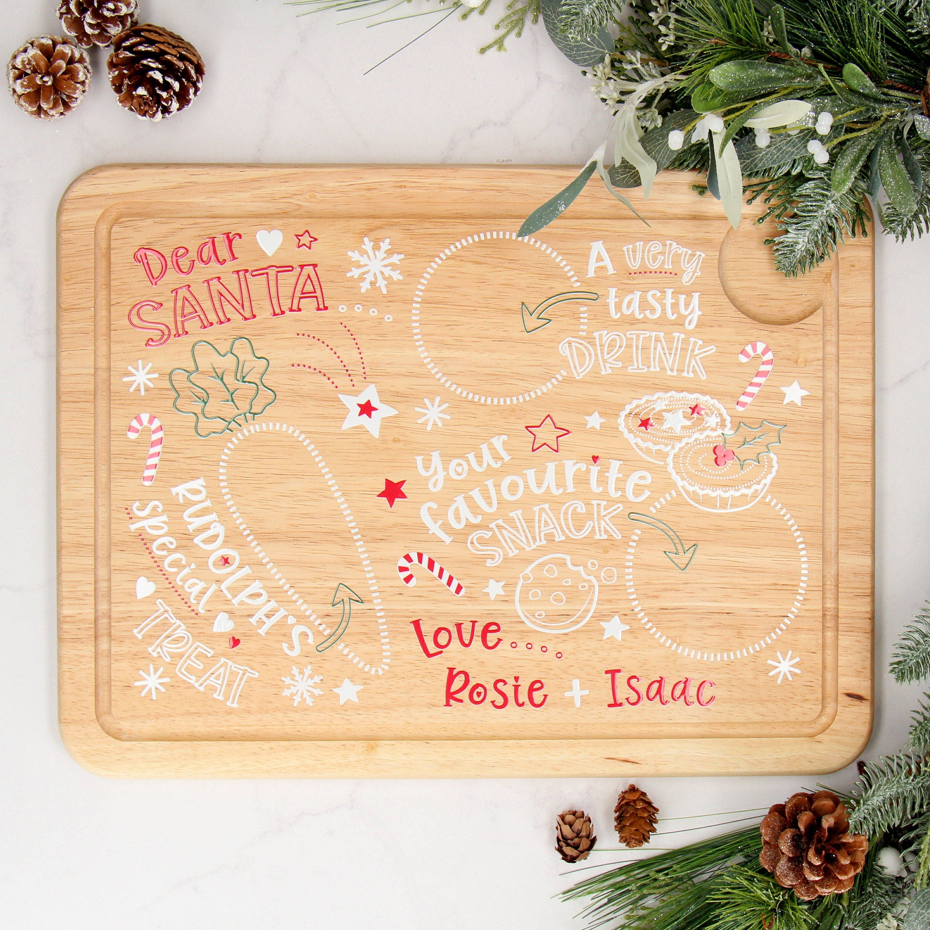 Personalised Christmas Eve Wooden Treat Board for Santa