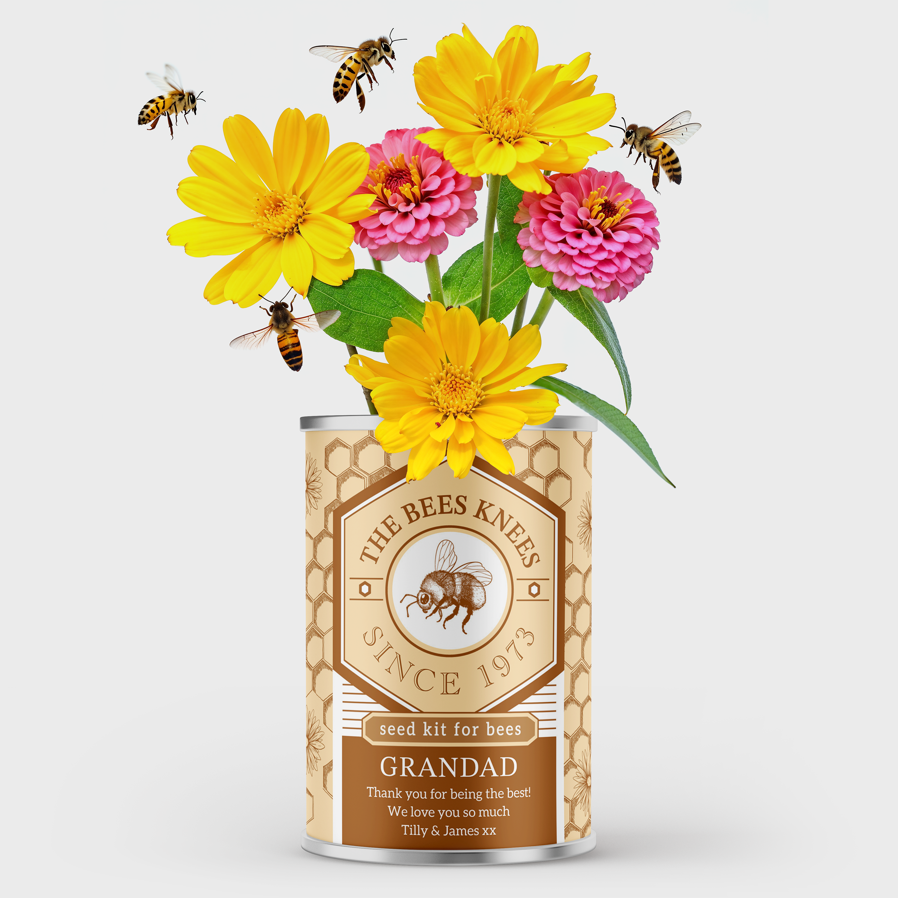 Personalised Bees Knees Tin - Seed Kit for Bees | Gift for Grandad | Birthday Gift