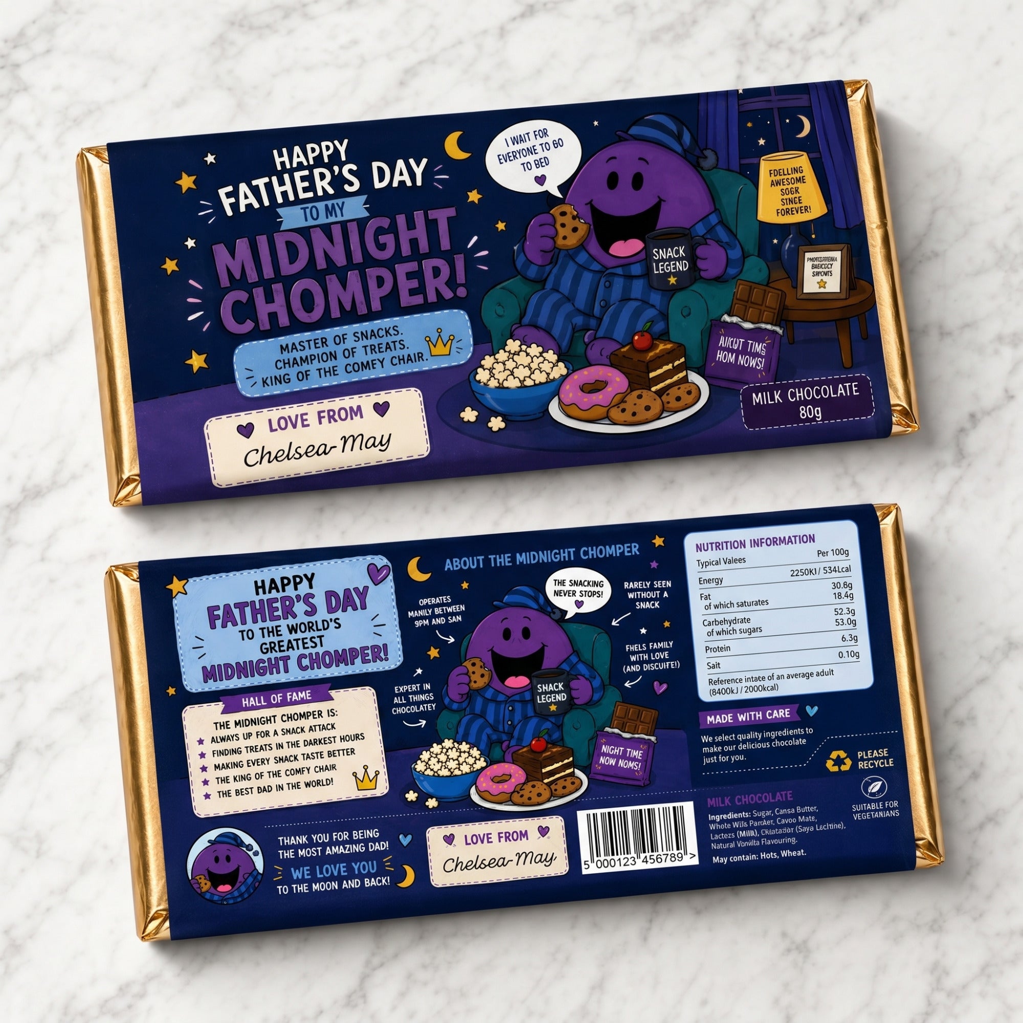 Personalised Father's Day Chocolate Bar - Midnight Chomper Main image