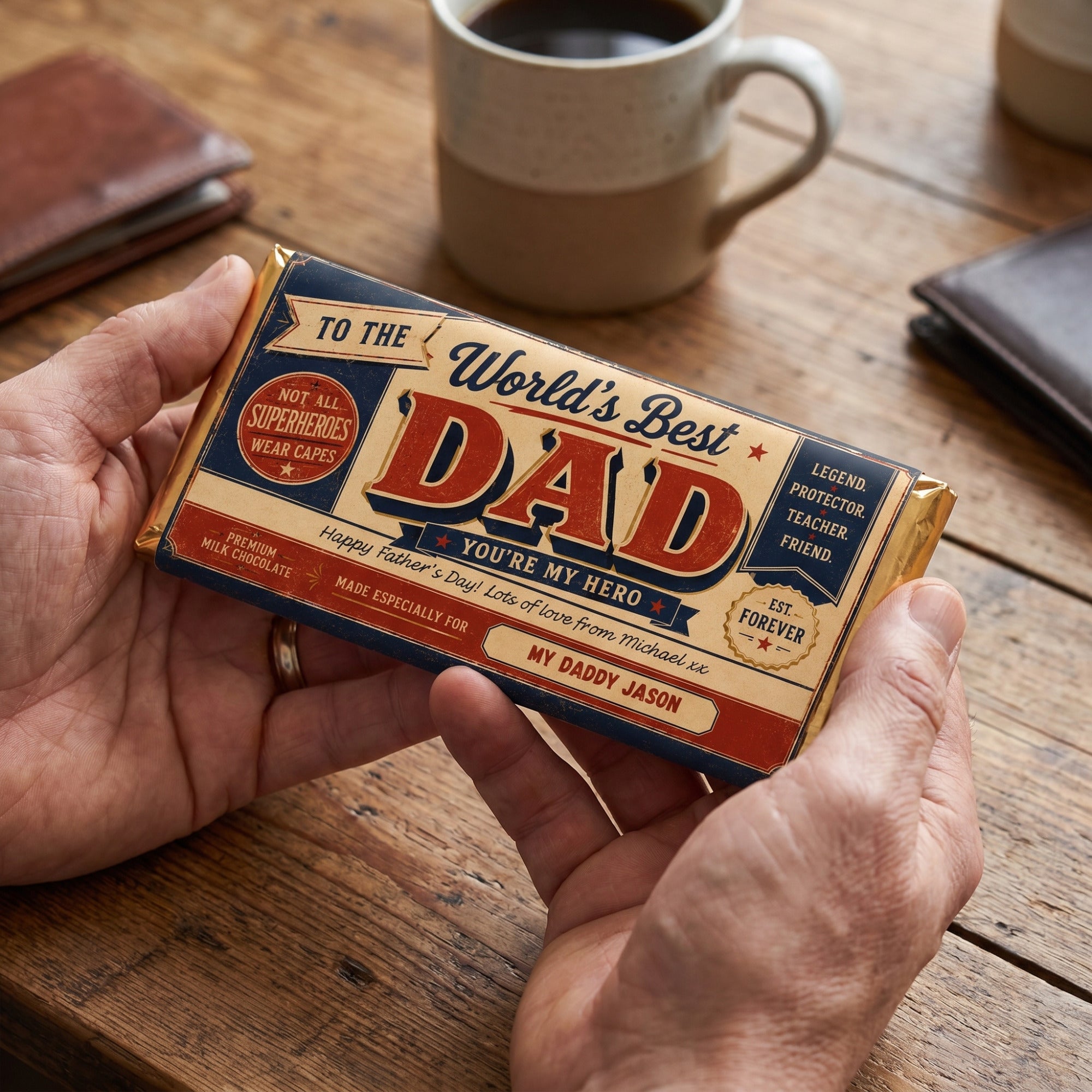 Personalised World's Best Dad Chocolate Bar Gift UK Made