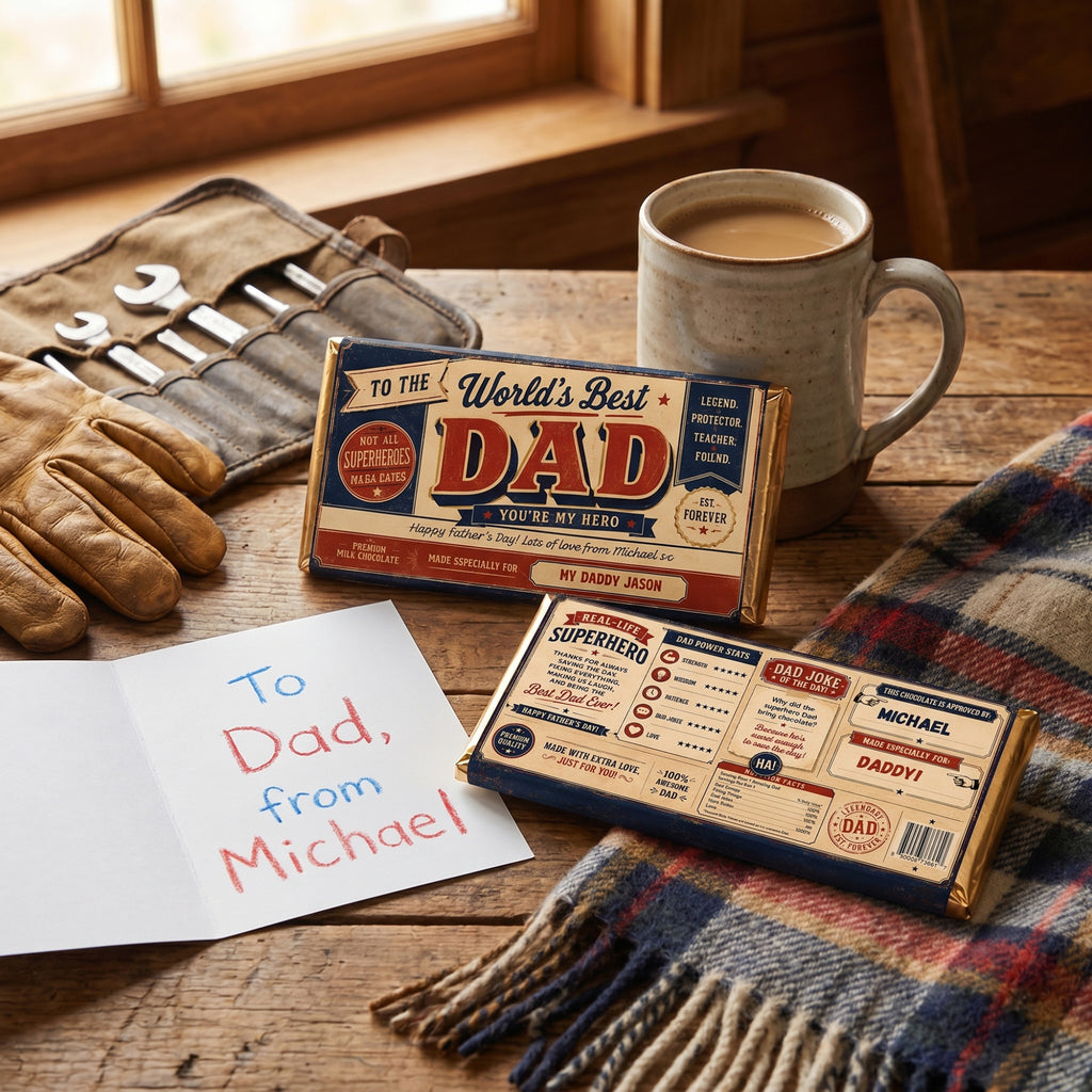 Personalised World's Best Dad Chocolate Bar Gift UK Made
