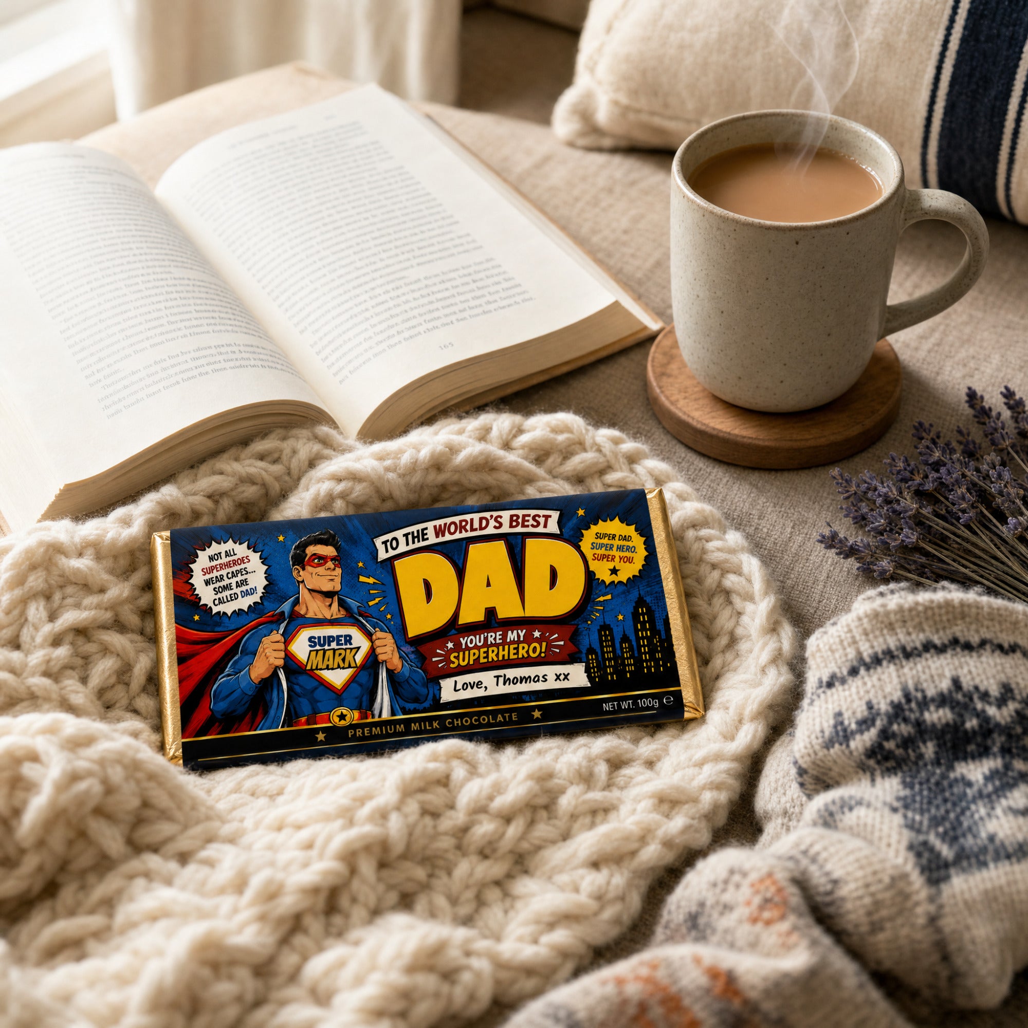 Superhero Dad Chocolate Bar Personalised - Father's Day Gift