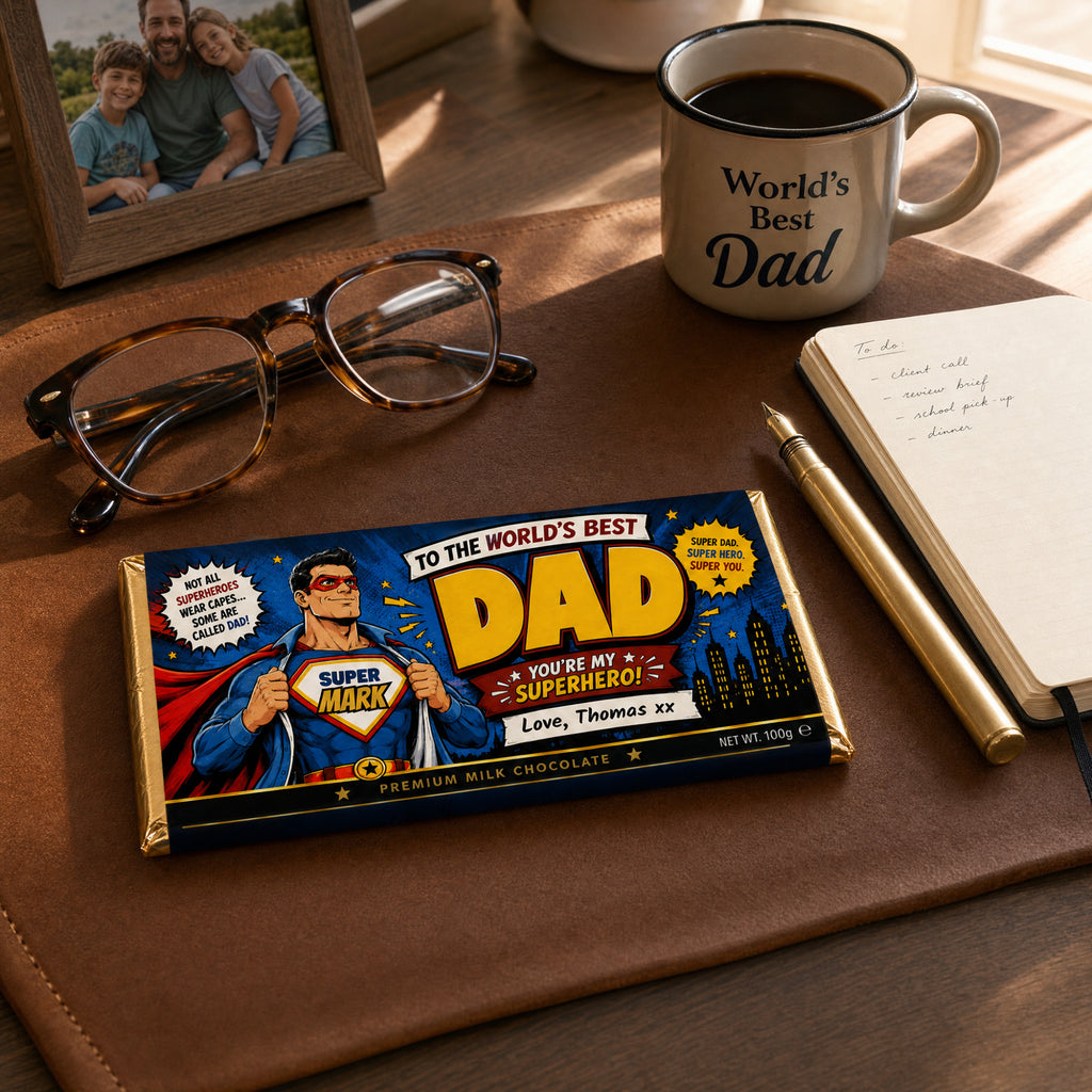 Superhero Dad Chocolate Bar Personalised - Father's Day Gift