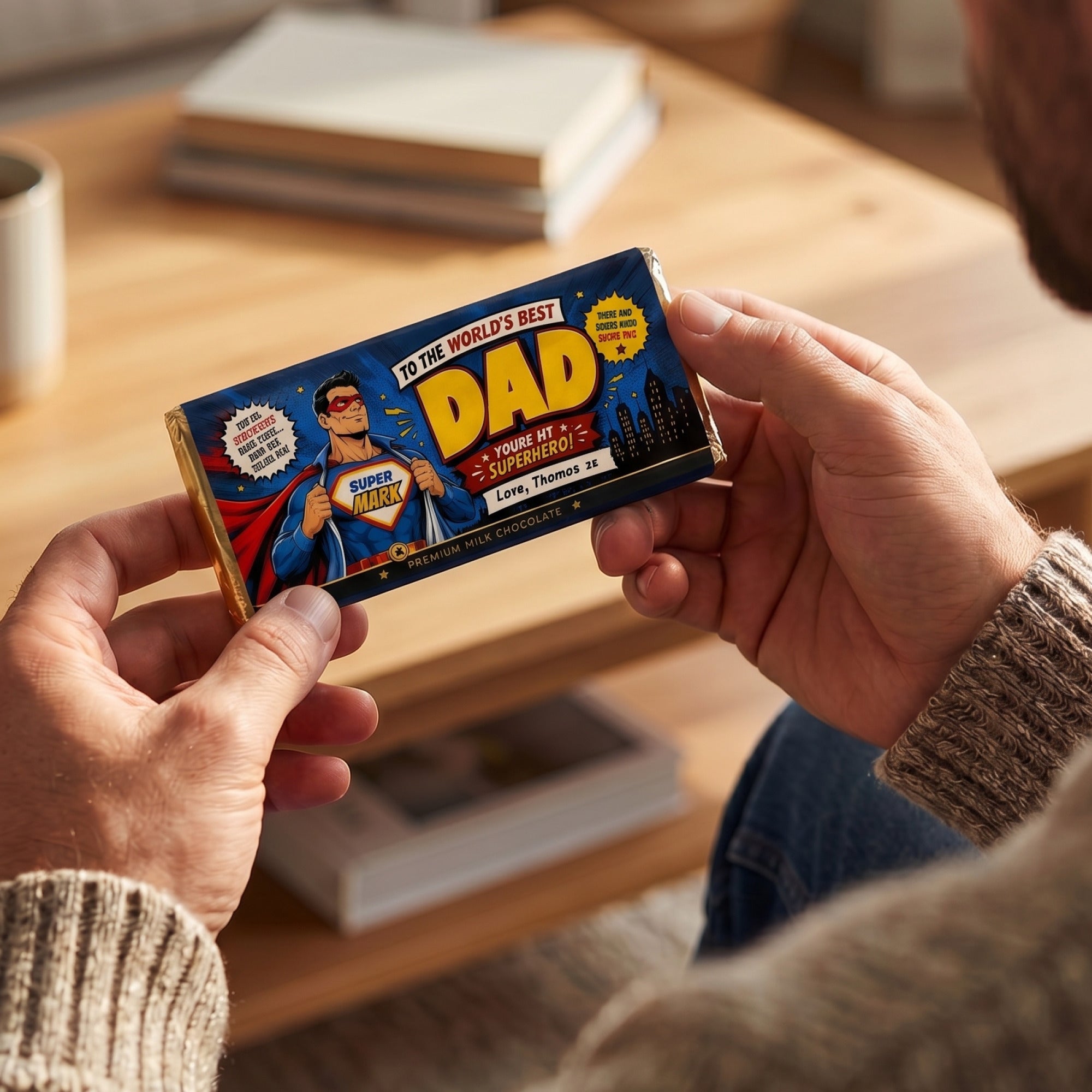 Superhero Dad Chocolate Bar Personalised - Father's Day Gift