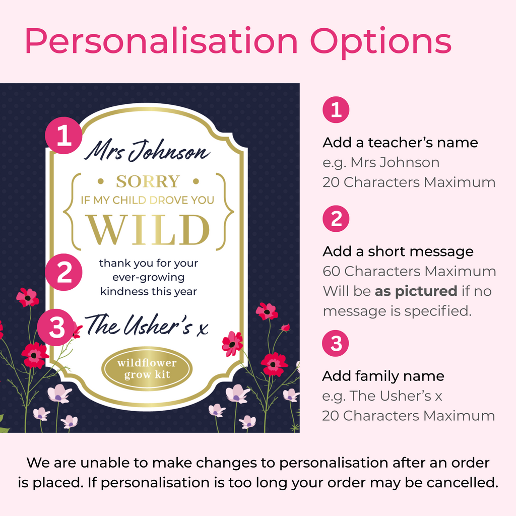 Personalised Gift for Teachers - Drove You Wild, Wild Flowers