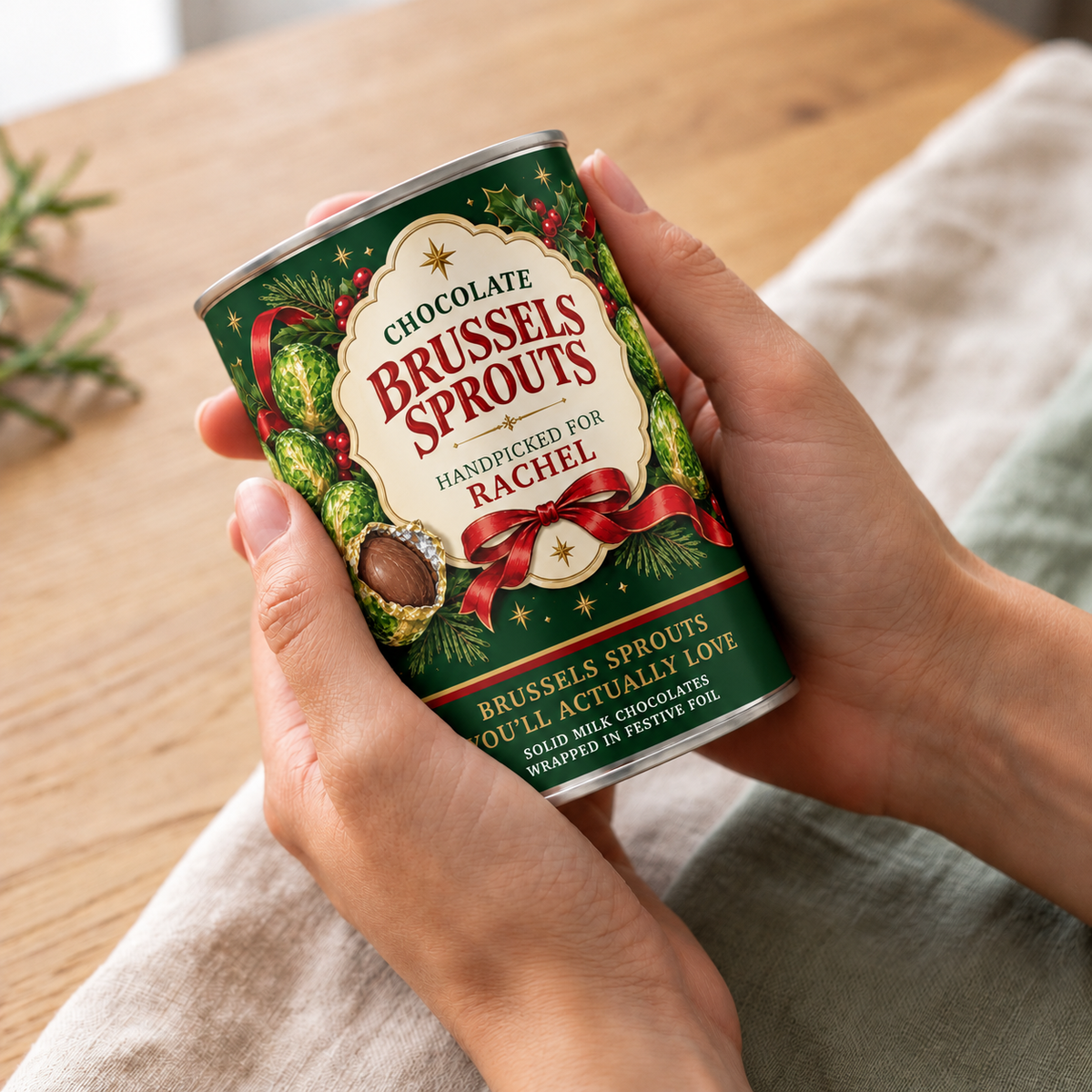 Personalised Chocolate Brussels Sprouts Tin – Vintage Edition