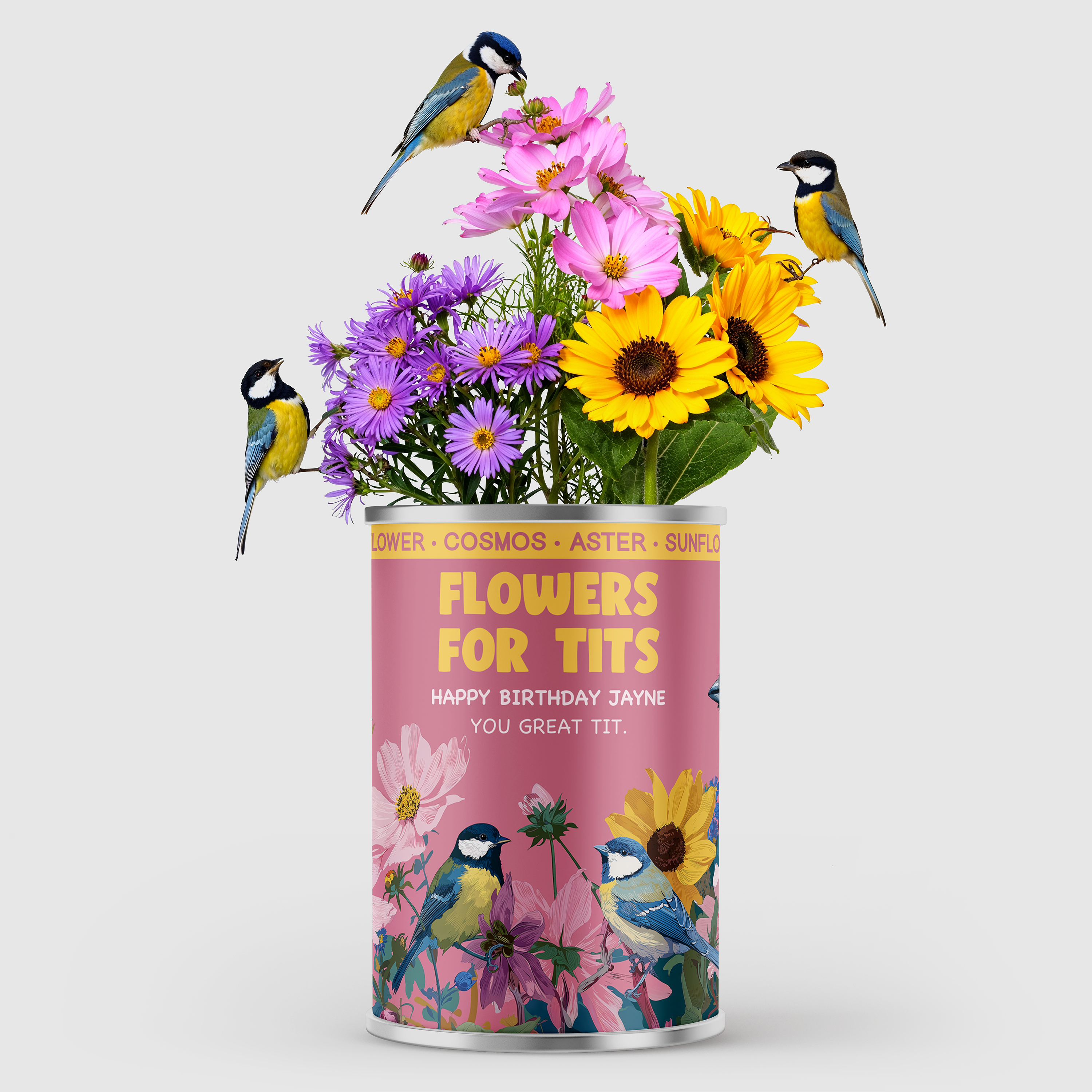 Personalised Flowers For Tits Tin - Grow Your Own Flowers | Gift For Tit Lovers Main image