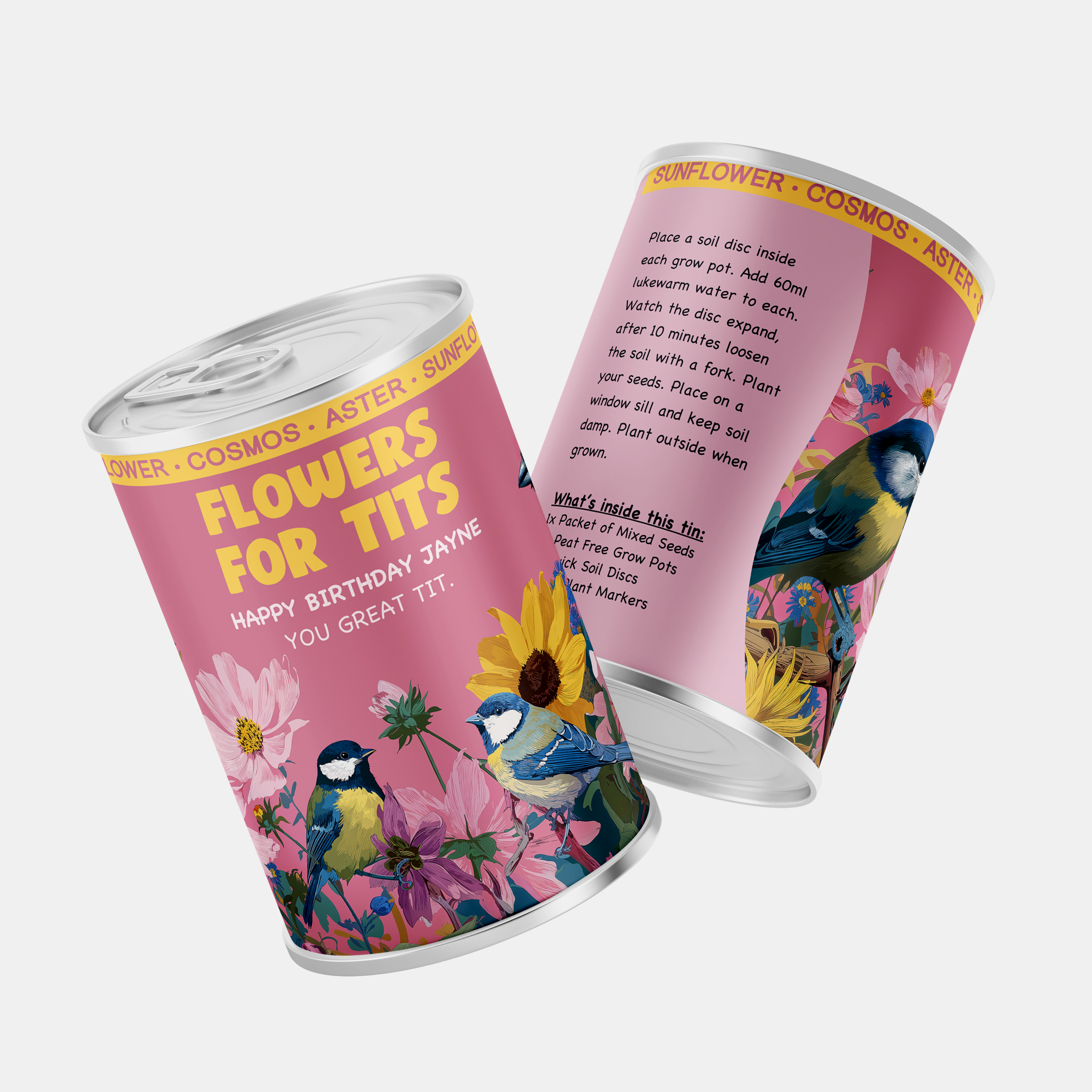 Personalised Flowers For Tits Tin - Grow Your Own Flowers | Gift For Tit Lovers