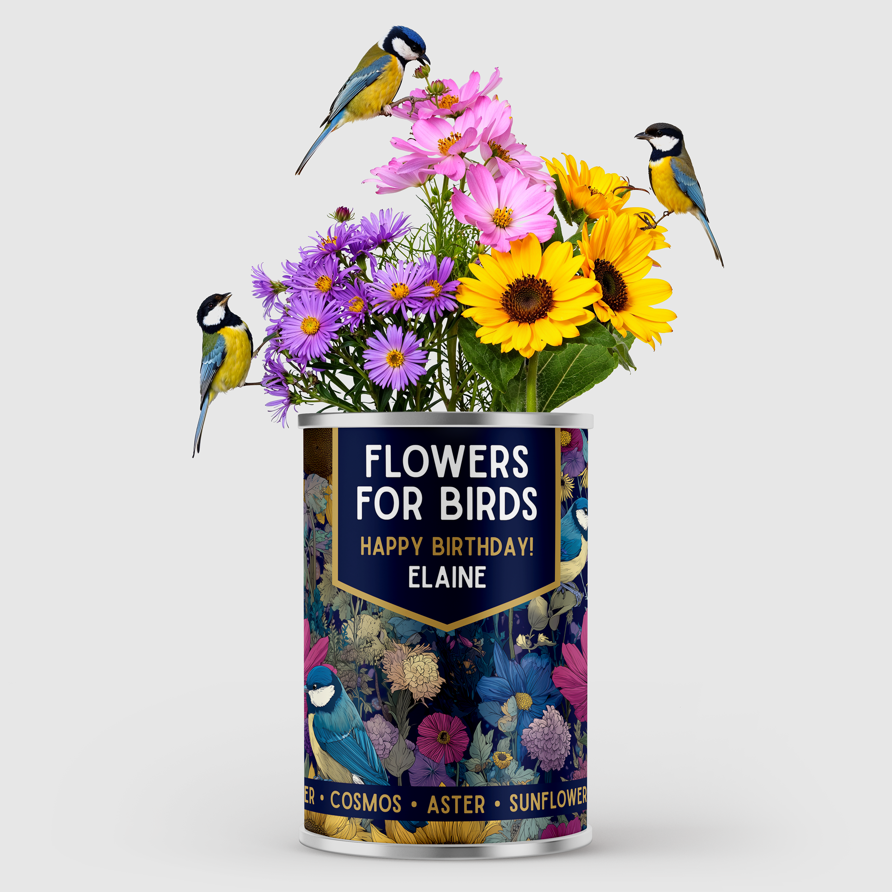 Personalised Flowers For Birds Tin - Grow Your Own Flowers | Gift For Bird Lovers Main image