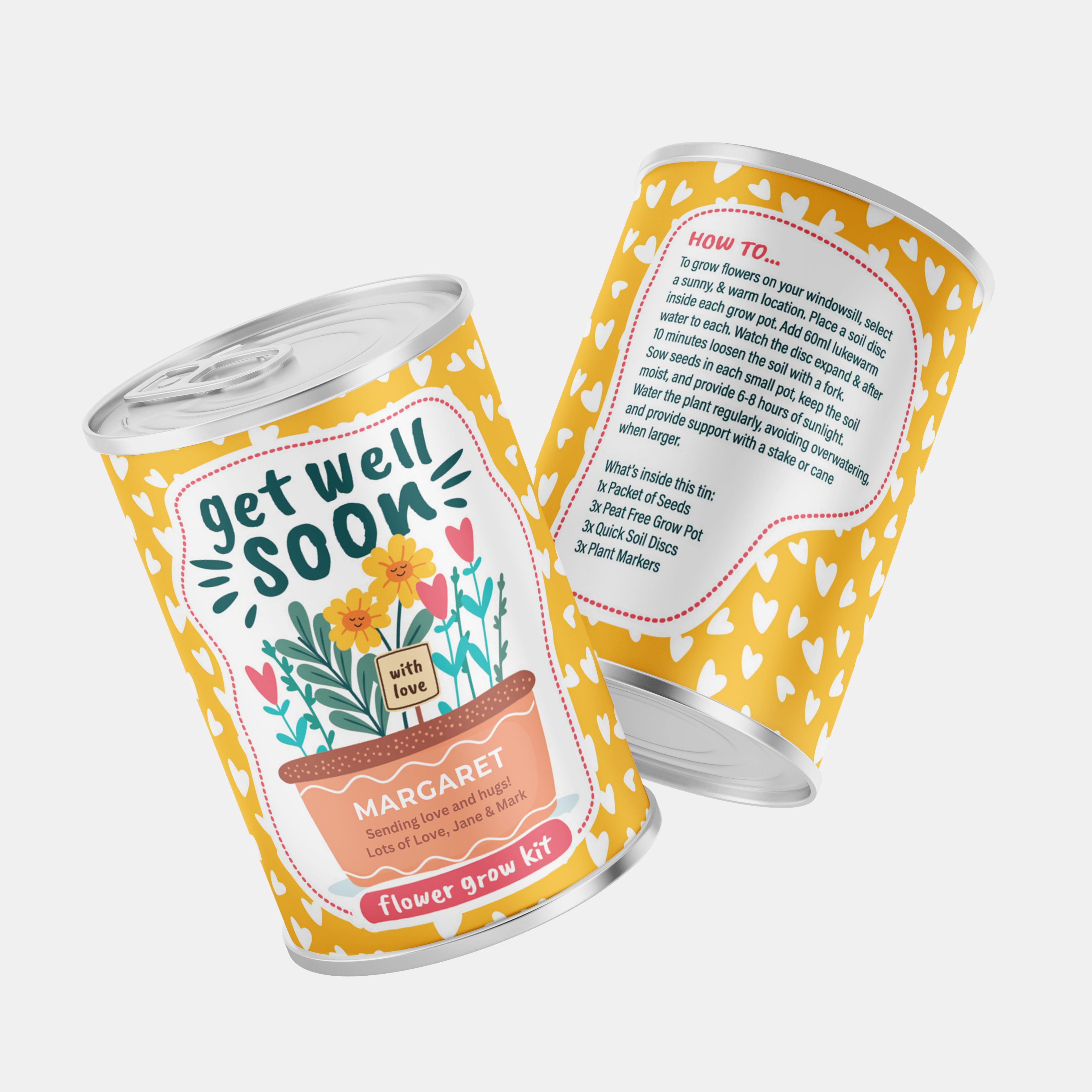 Get Well Soon Flower Tin - Personalised Flower Tin | Grow Your Own Flowers