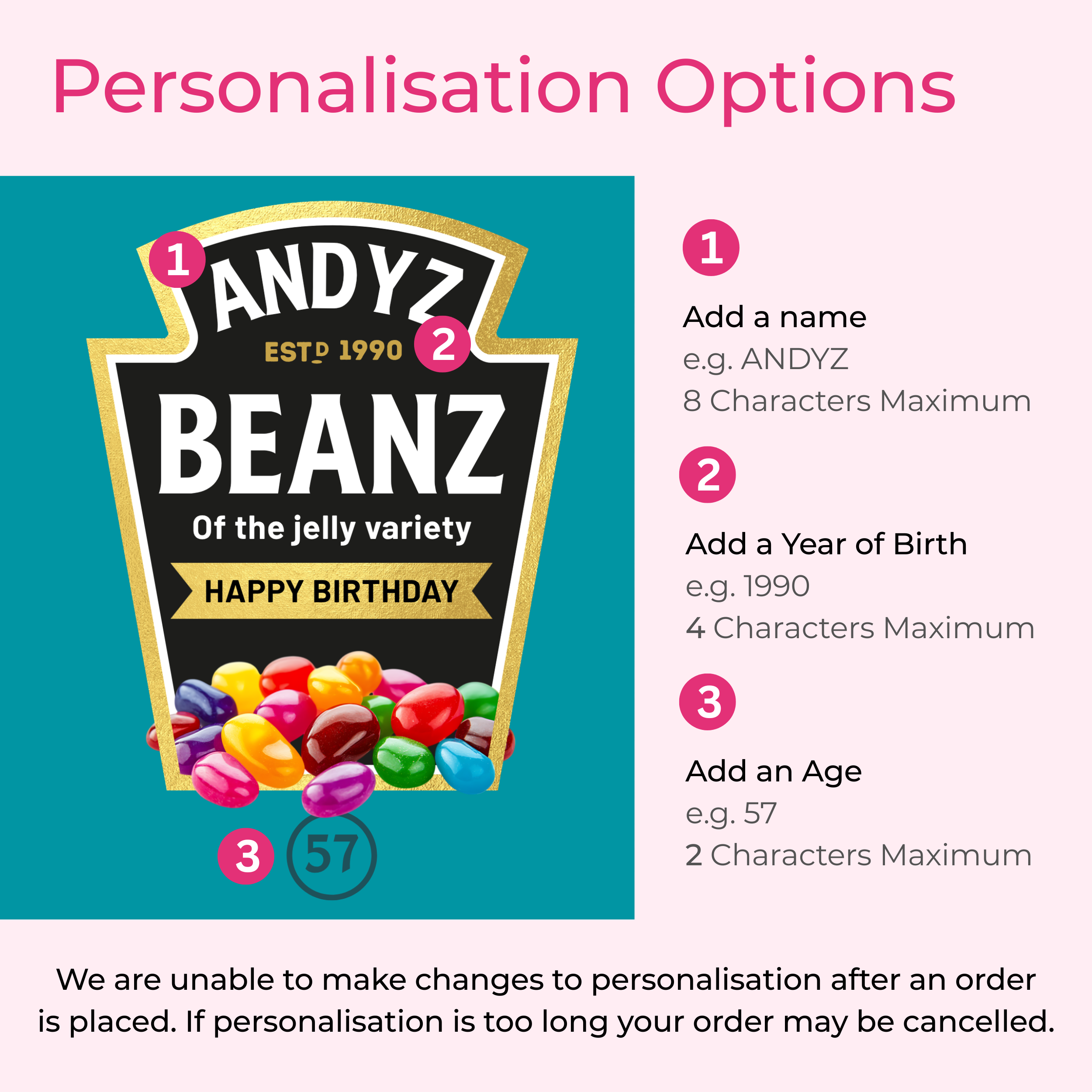 Personalised Beans - Jelly Bean Tin Birthday Gift