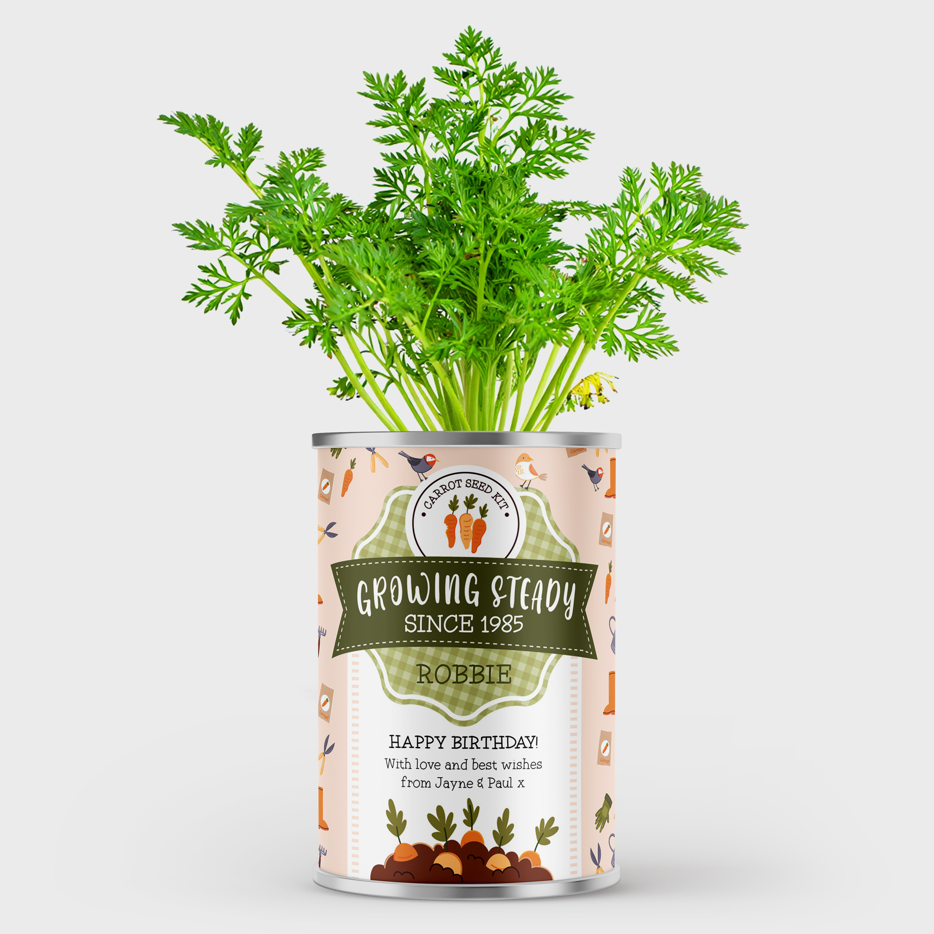 Personalised Growing Steady Carrots Tin - Birthday Gift For Him | Grow Your Own Carrots