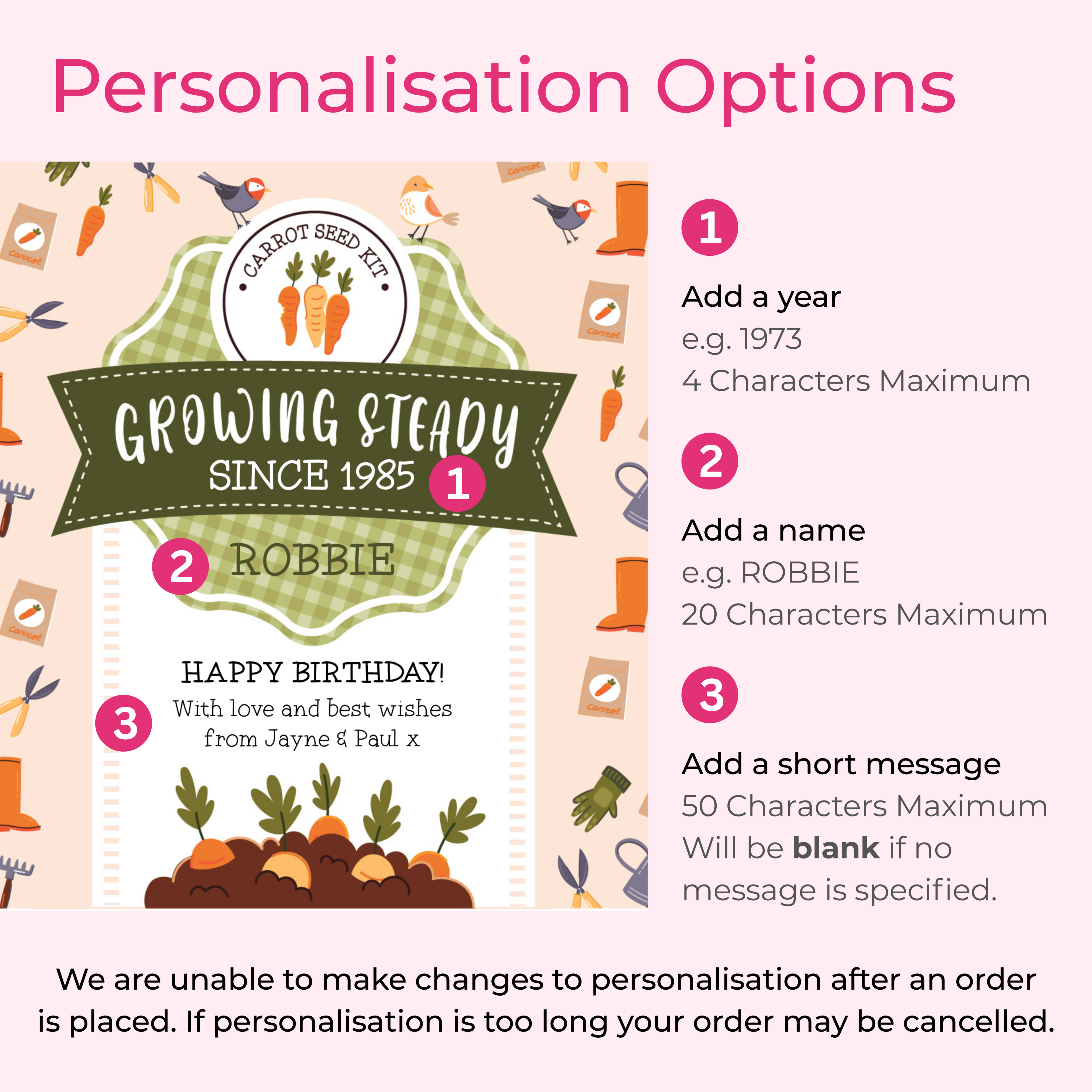 Personalised Growing Steady Carrots Tin - Birthday Gift For Him | Grow Your Own Carrots