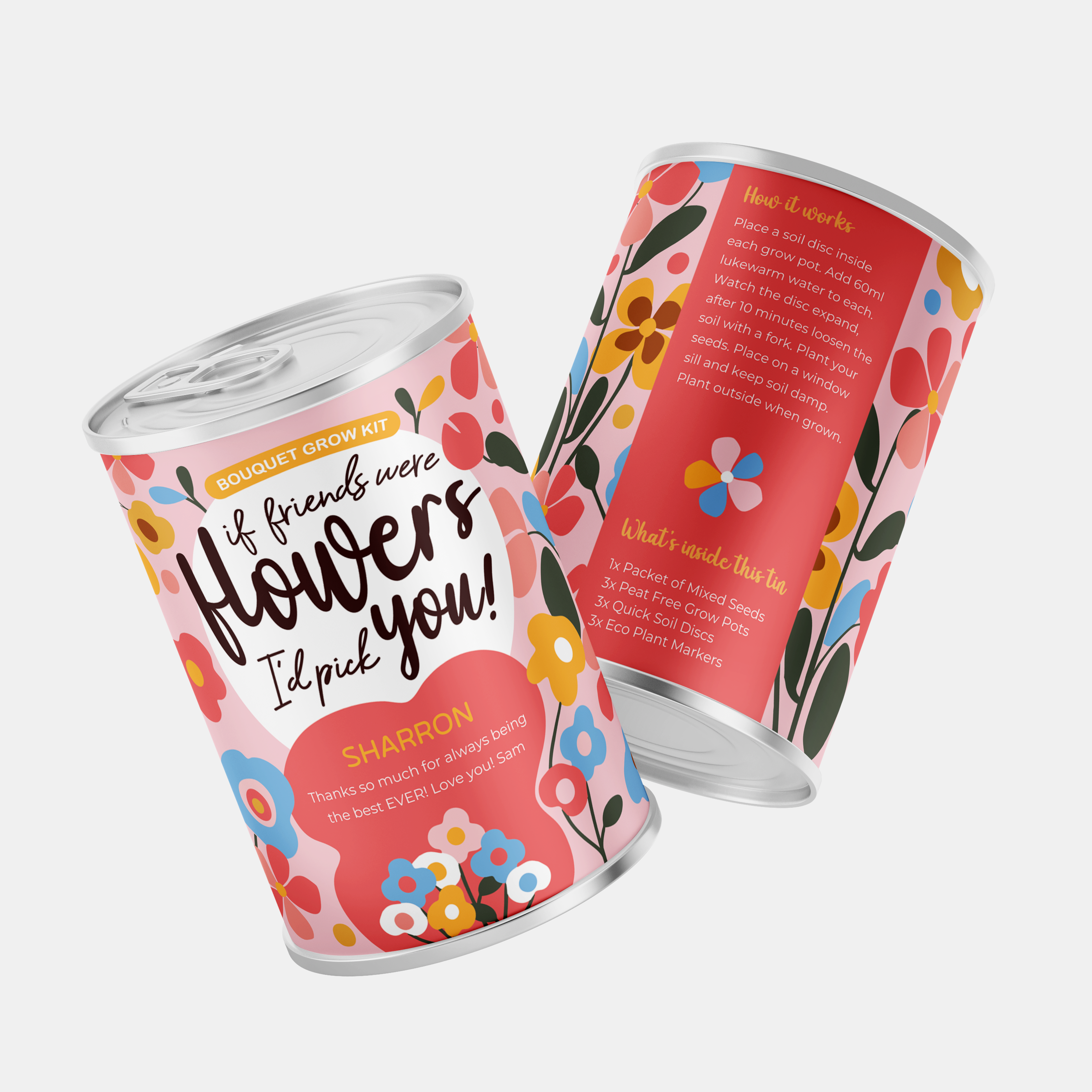 I'd Pick You Flower Tin - Personalised Flower Tin | Grow Your Own Flowers | Best Friend Gift