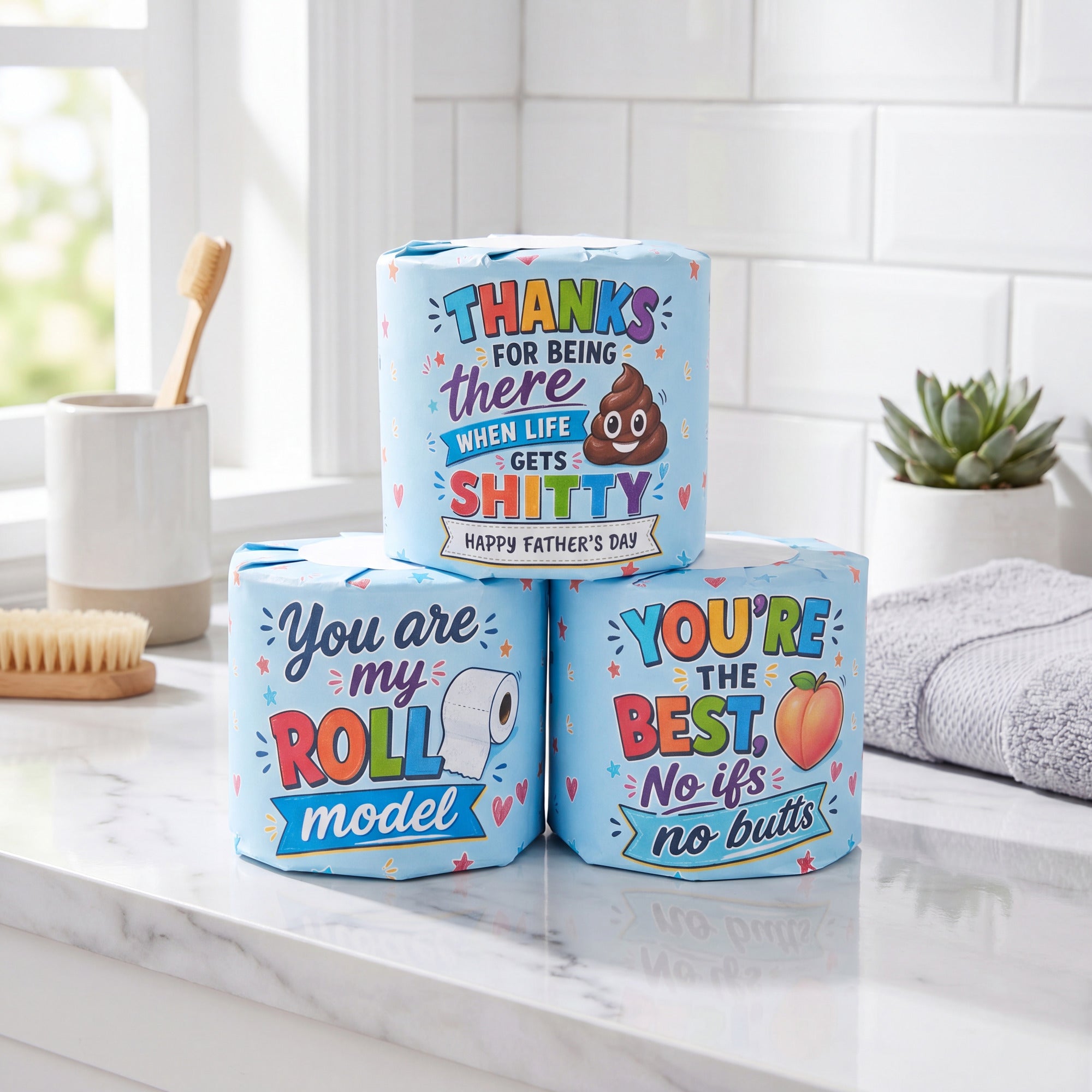 Fathers Day Gift Ideas - Dad's Personalised Funny Toilet Roll (3 Pack) Main image