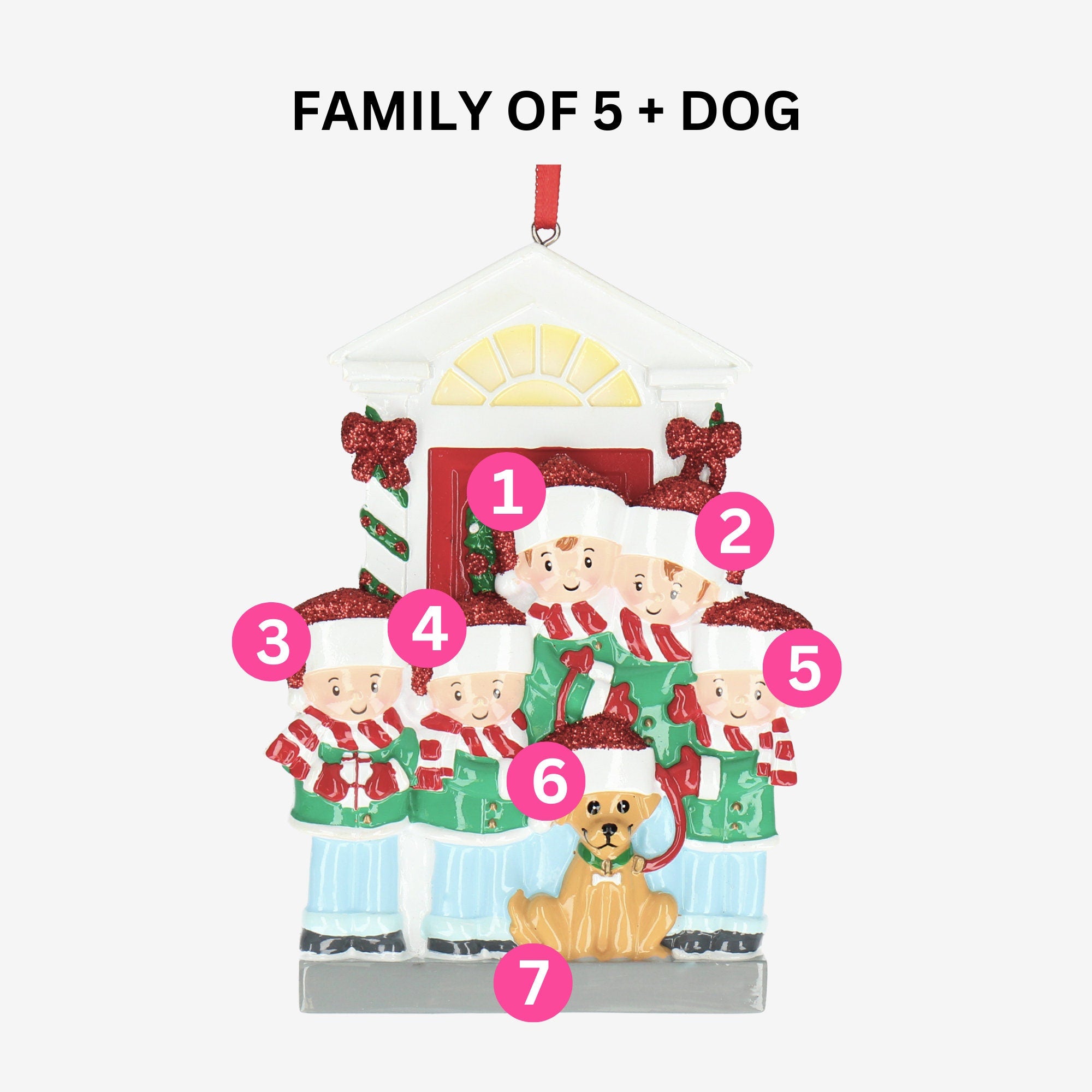 Personalised Christmas Bauble - Family and Dog design | up to 5 names | Christmas Decor