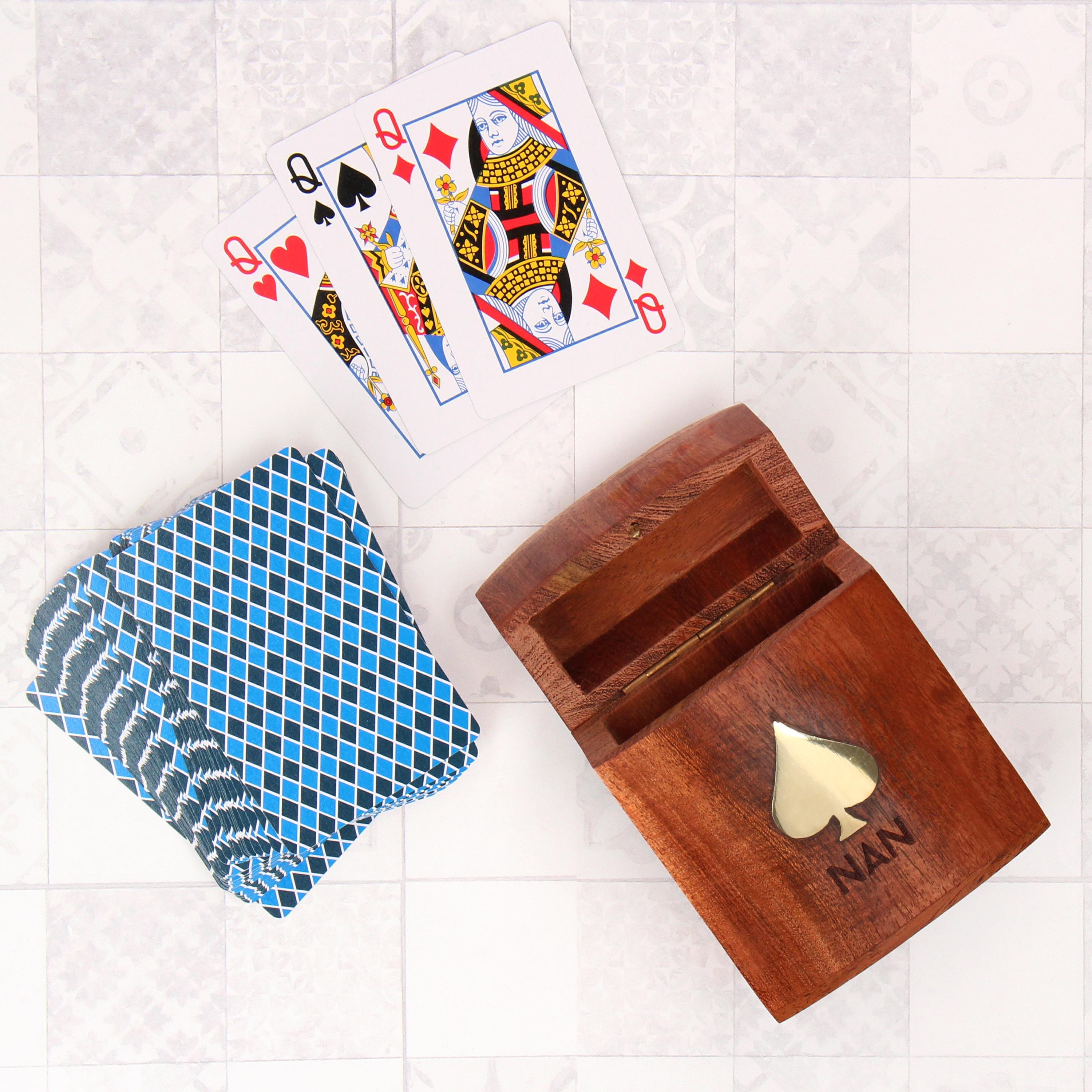 Personalised Luxury Wooden Playing Card Game Set Holder