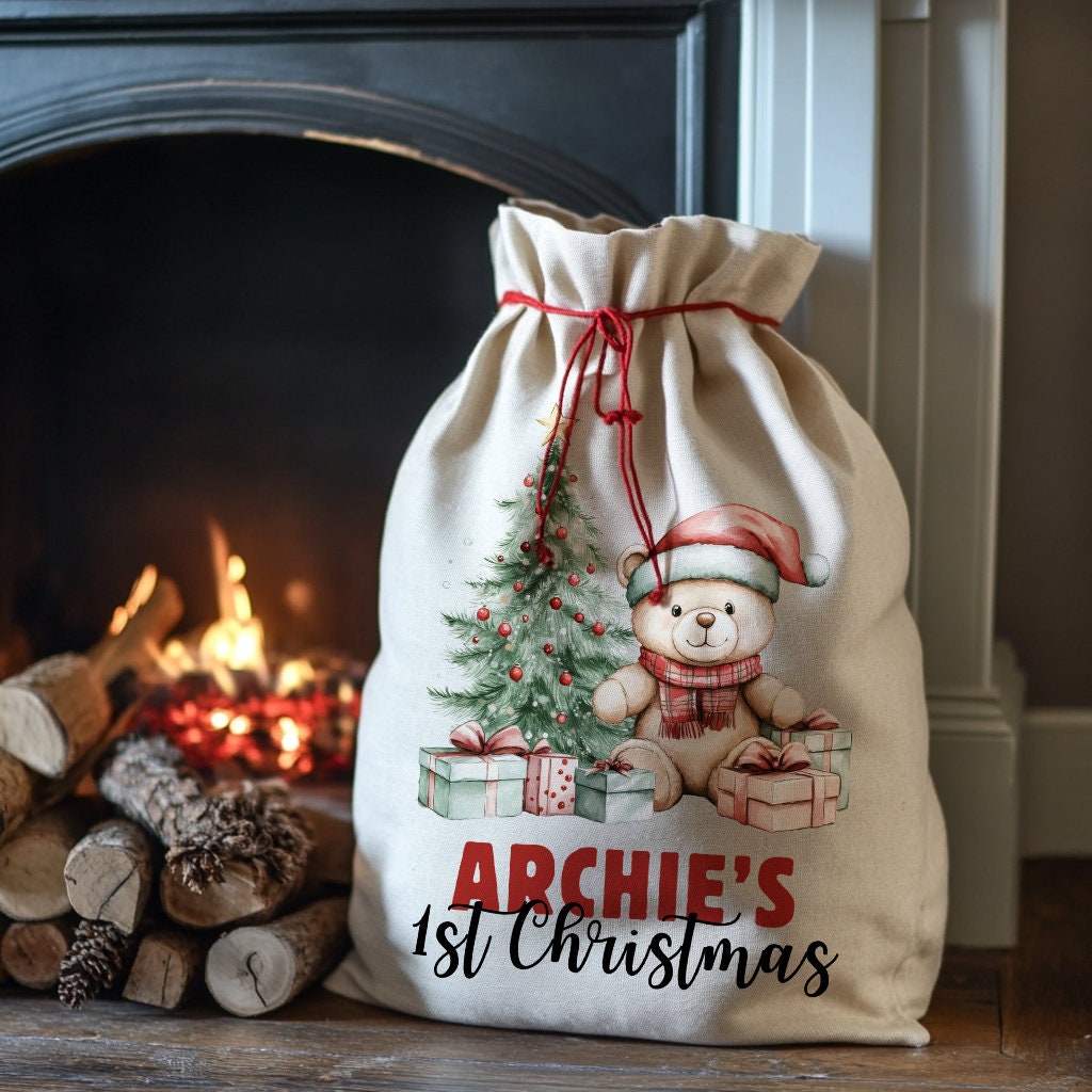 Personalised Christmas Presents Sack - Baby's 1st Christmas Design