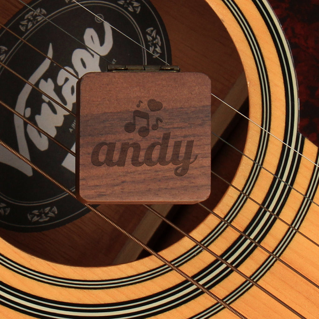 Music Gift - Guitar Pick Holder Box | Custom Wooden Storage Case | Gift for Musician