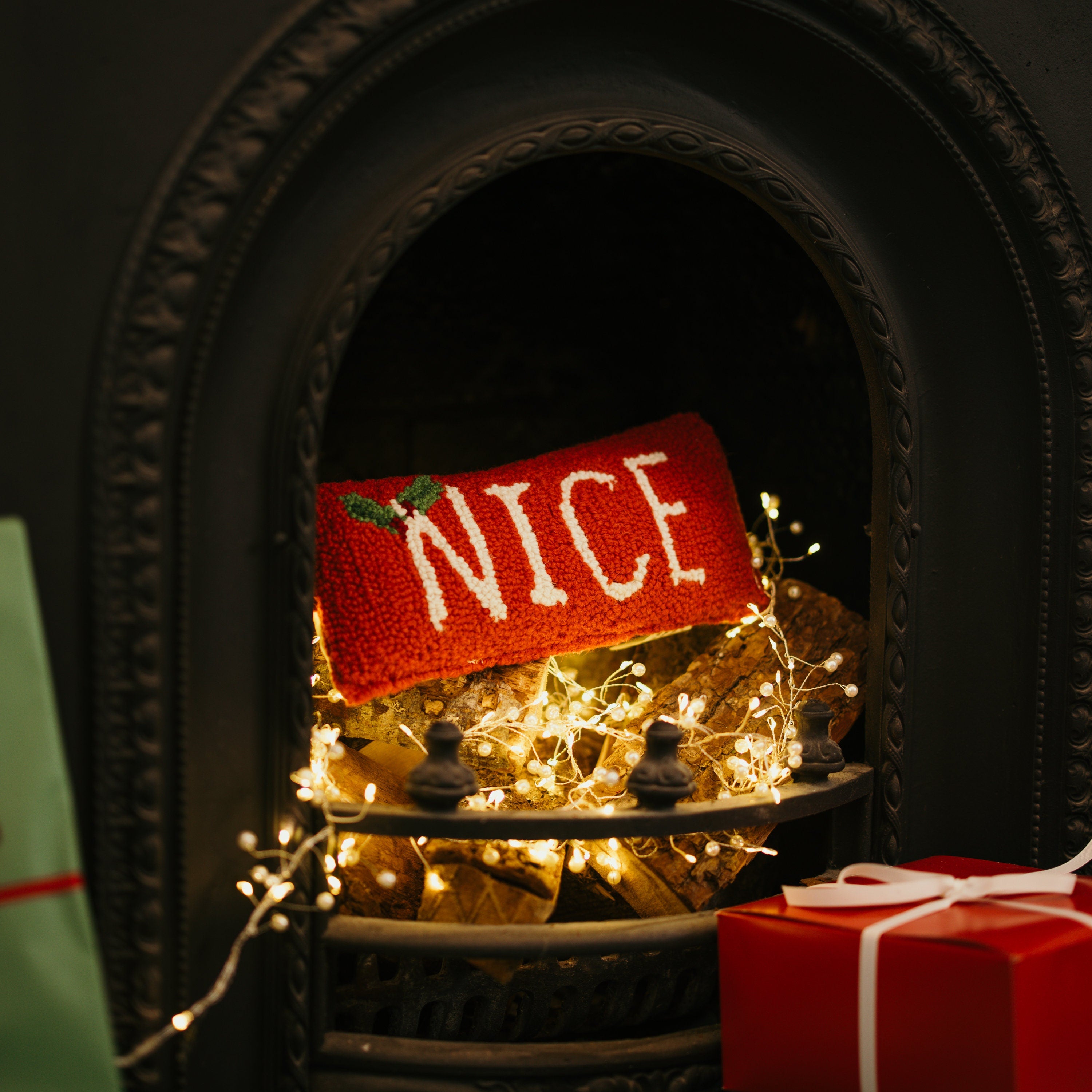 Handmade Naughty / Nice Cushion - Christmas Stocking FIller