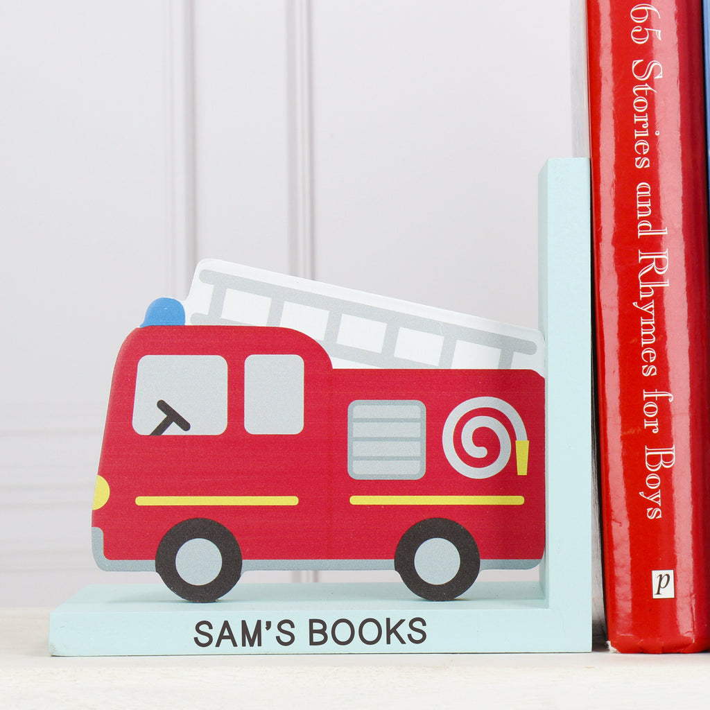 Personalised Red Fire Engine Children's Bookends