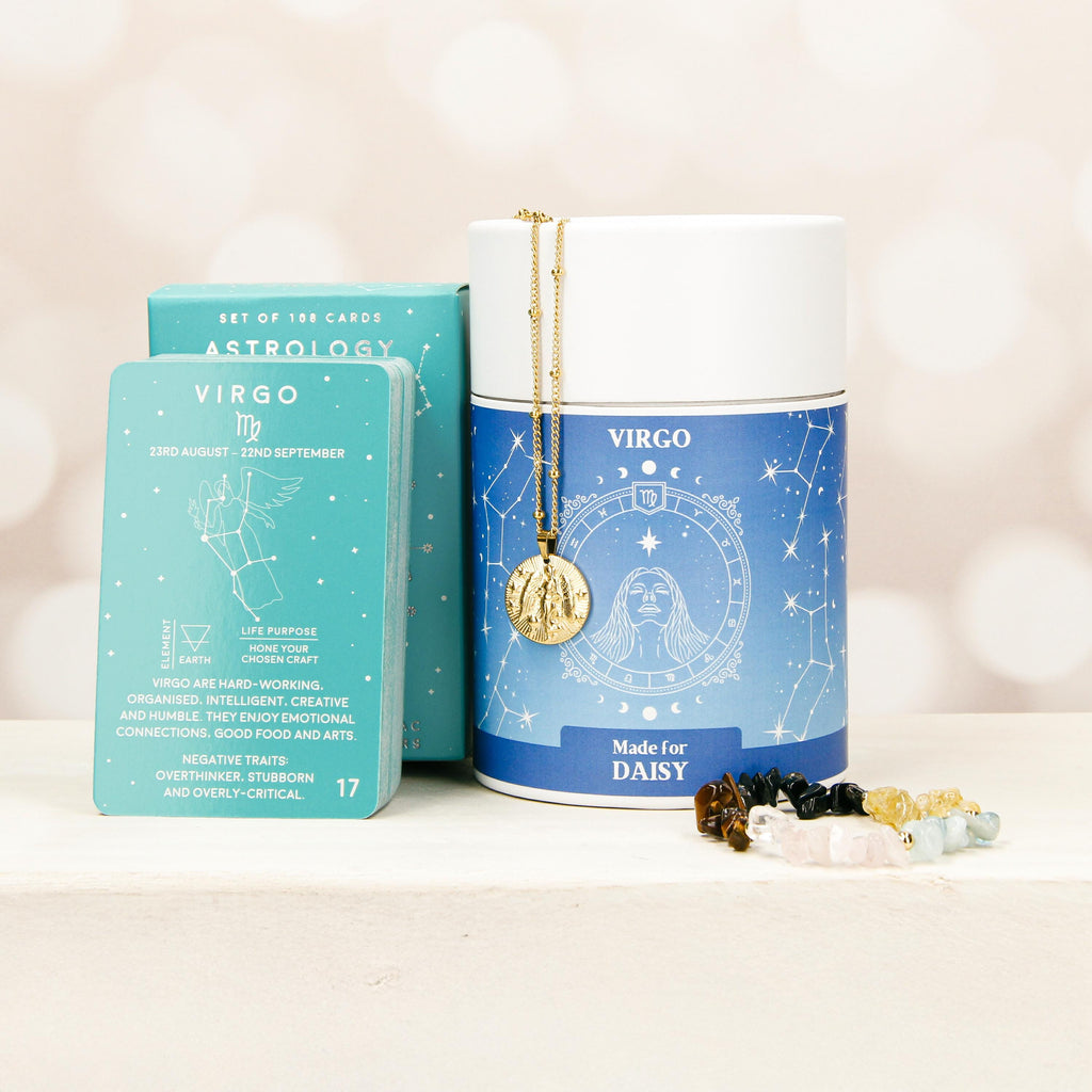 Personalised Virgo Birthday Tin with Necklace and Bracelet