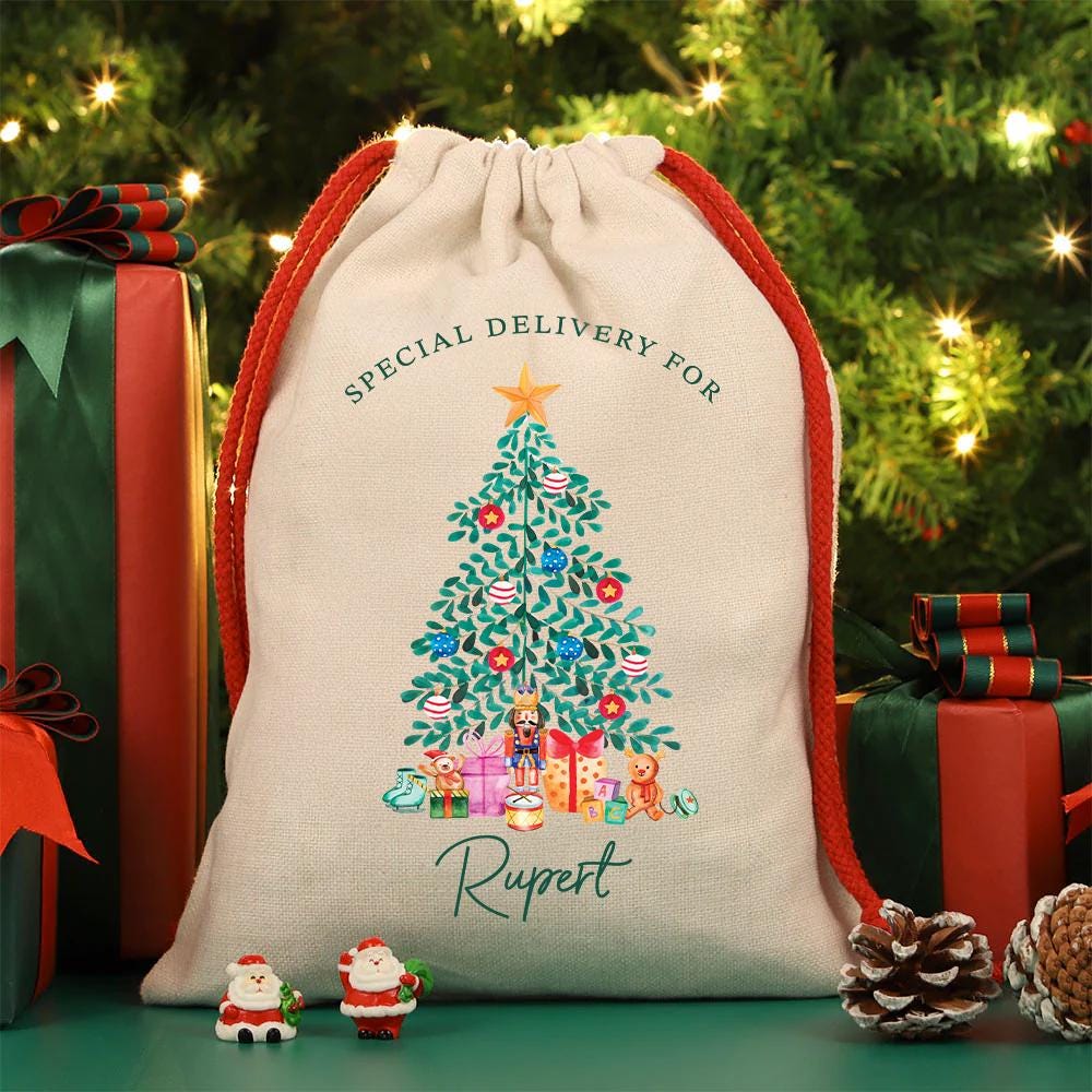 Personalised Christmas Sack - Xmas Tree | Christmas Toy Sack | Christmas Stocking |  Small/Large