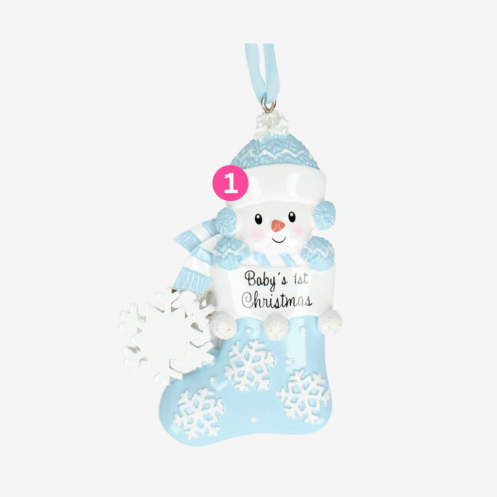 Baby Snowman Stocking Christmas Bauble - Personalised | Christmas Decor | Tree Ornament