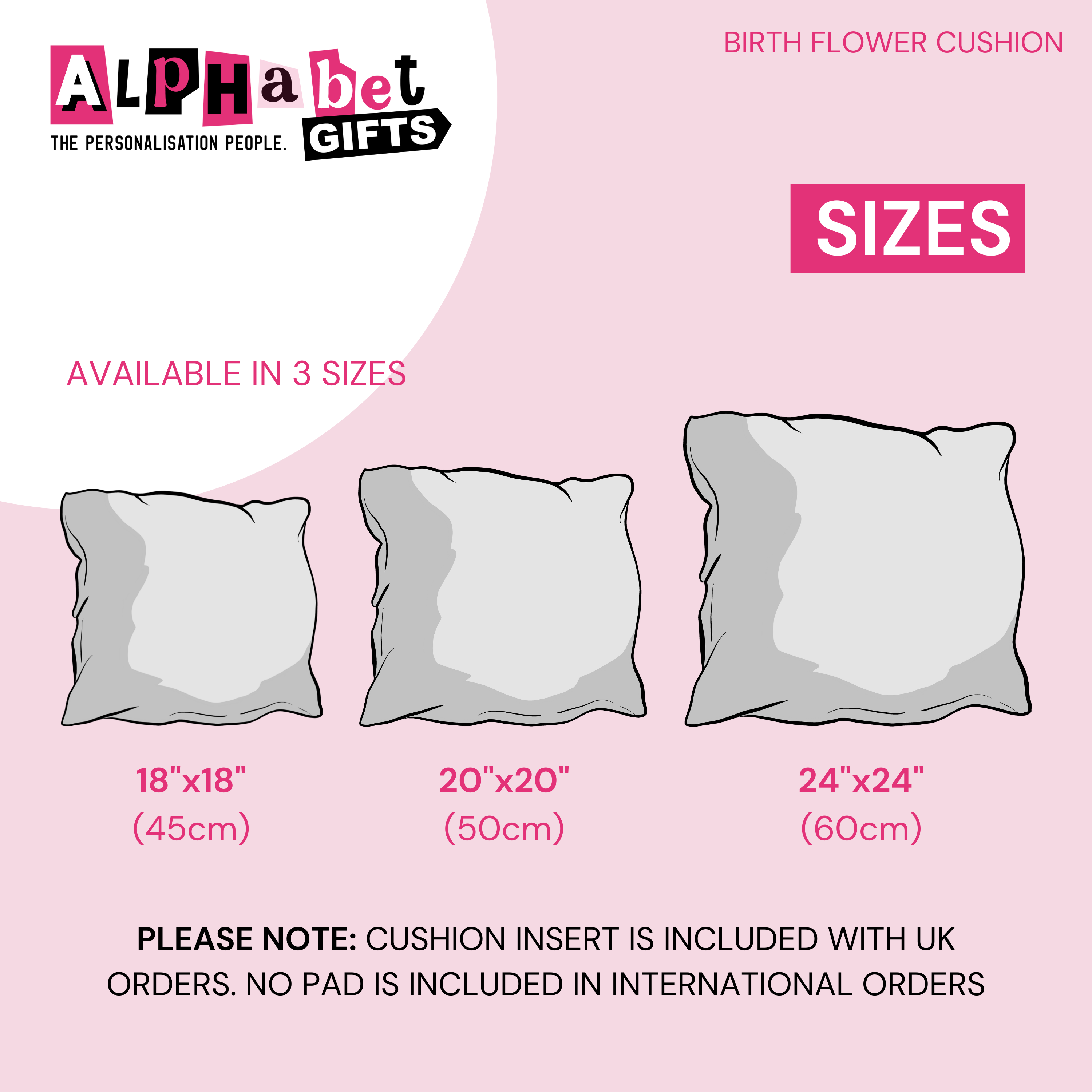 Personalised Birth Flower Cushion - January Snowdrop Design