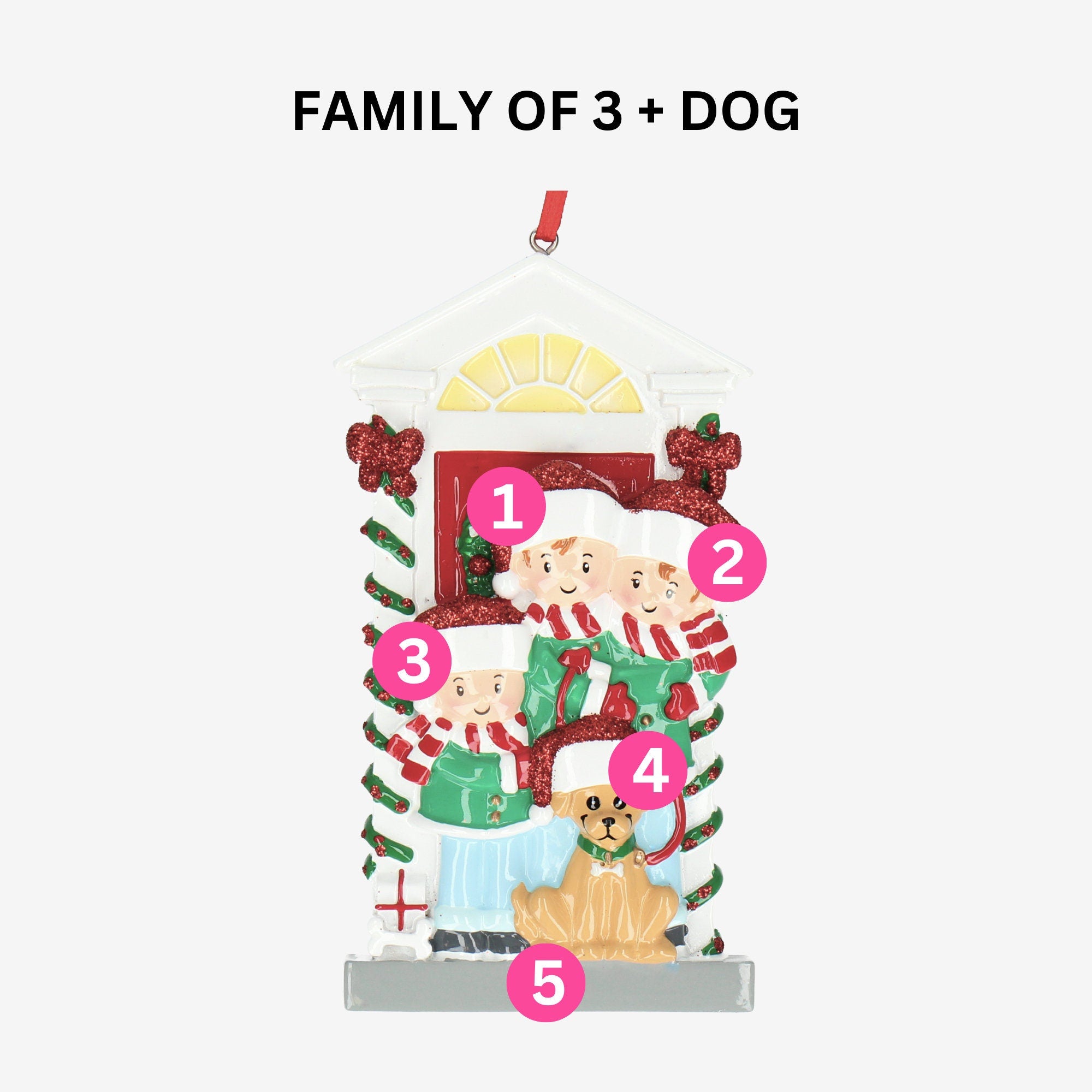 Personalised Christmas Bauble - Family and Dog design | up to 5 names | Christmas Decor