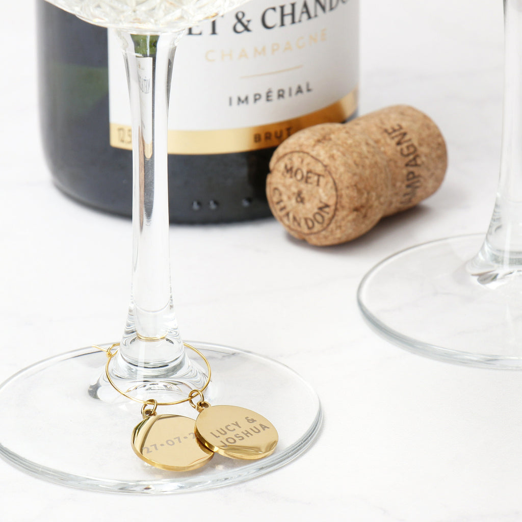 Personalised Gold Champagne Glasses - Set of Two | Couple Glasses for Cocktails | Wedding Glasses
