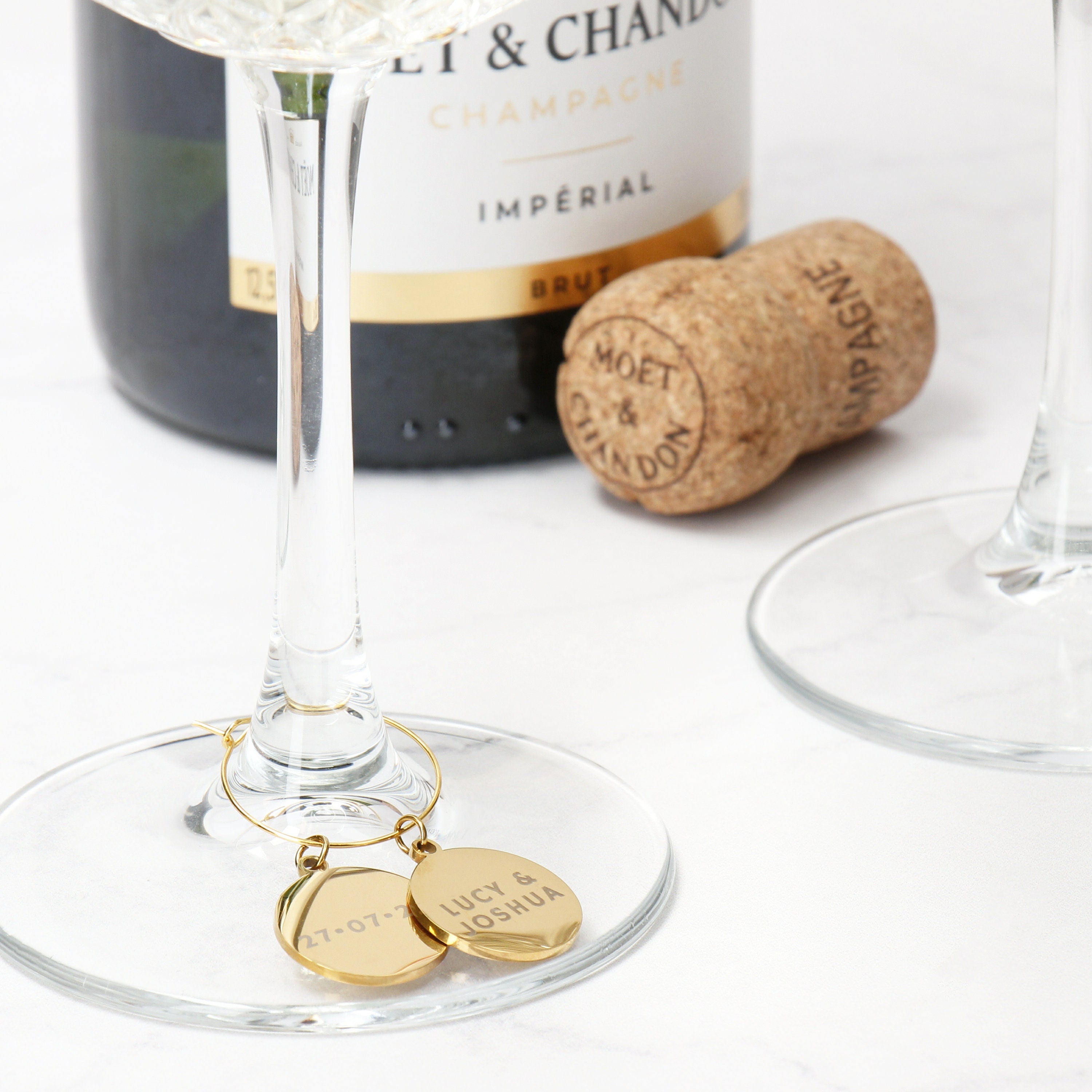 Personalised Gold Champagne Glasses - Set of Two | Couple Glasses for Cocktails | Wedding Glasses