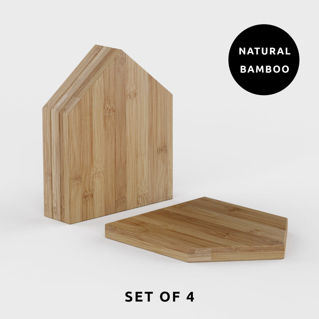 Personalised New Home Wooden Coasters - House Shaped Design