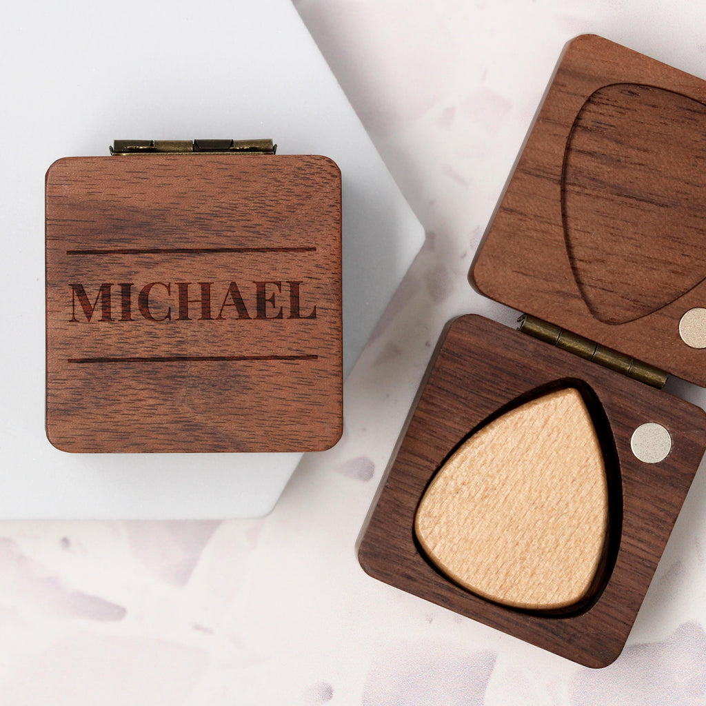 Music Gift - Guitar Pick Holder Box | Custom Wooden Storage Case | Gift for Musician