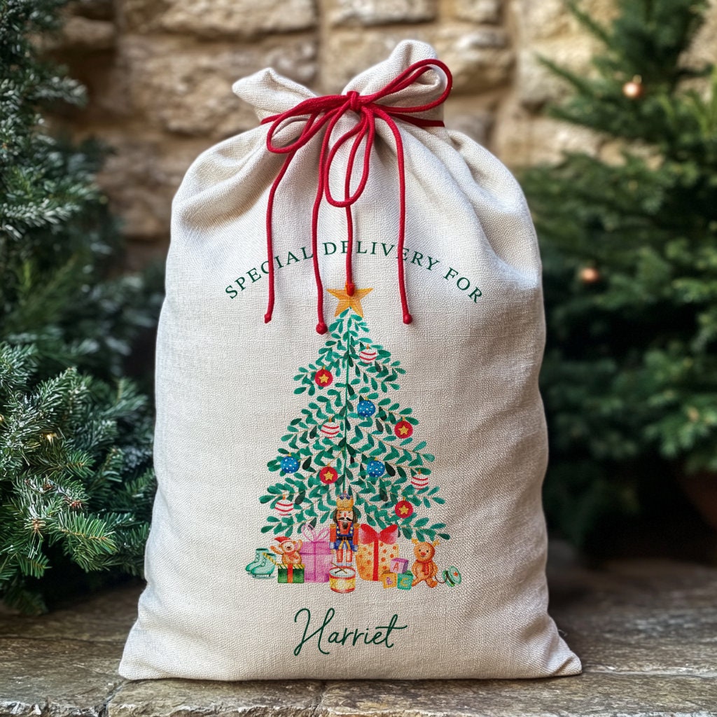 Personalised Christmas Sack - Xmas Tree | Christmas Toy Sack | Christmas Stocking |  Small/Large