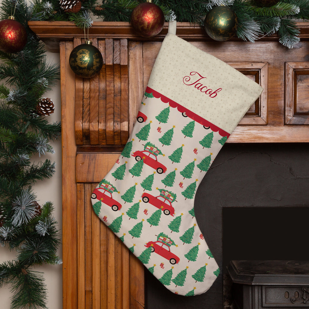 Personalised Christmas Stocking - Christmas Car Design | Handmade Christmas Decor