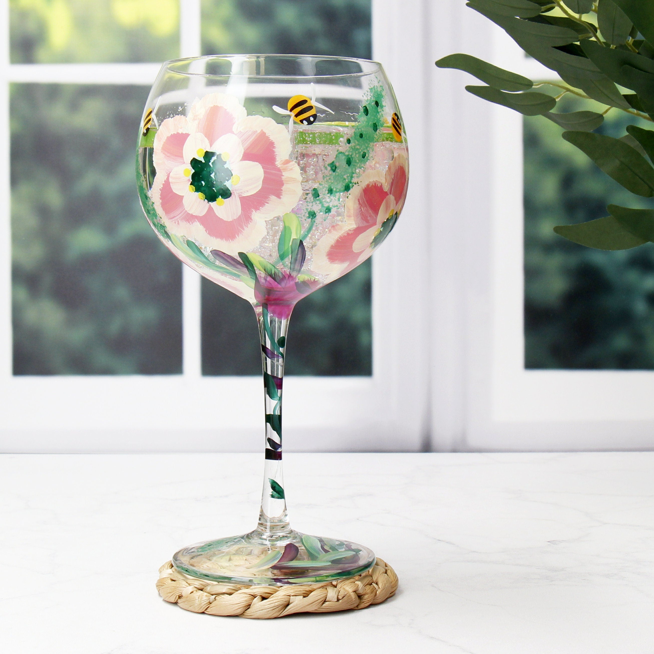 Hand Painted Floral Gin Glass - Celebration Glasses | Choice of Design | Personalised Charms