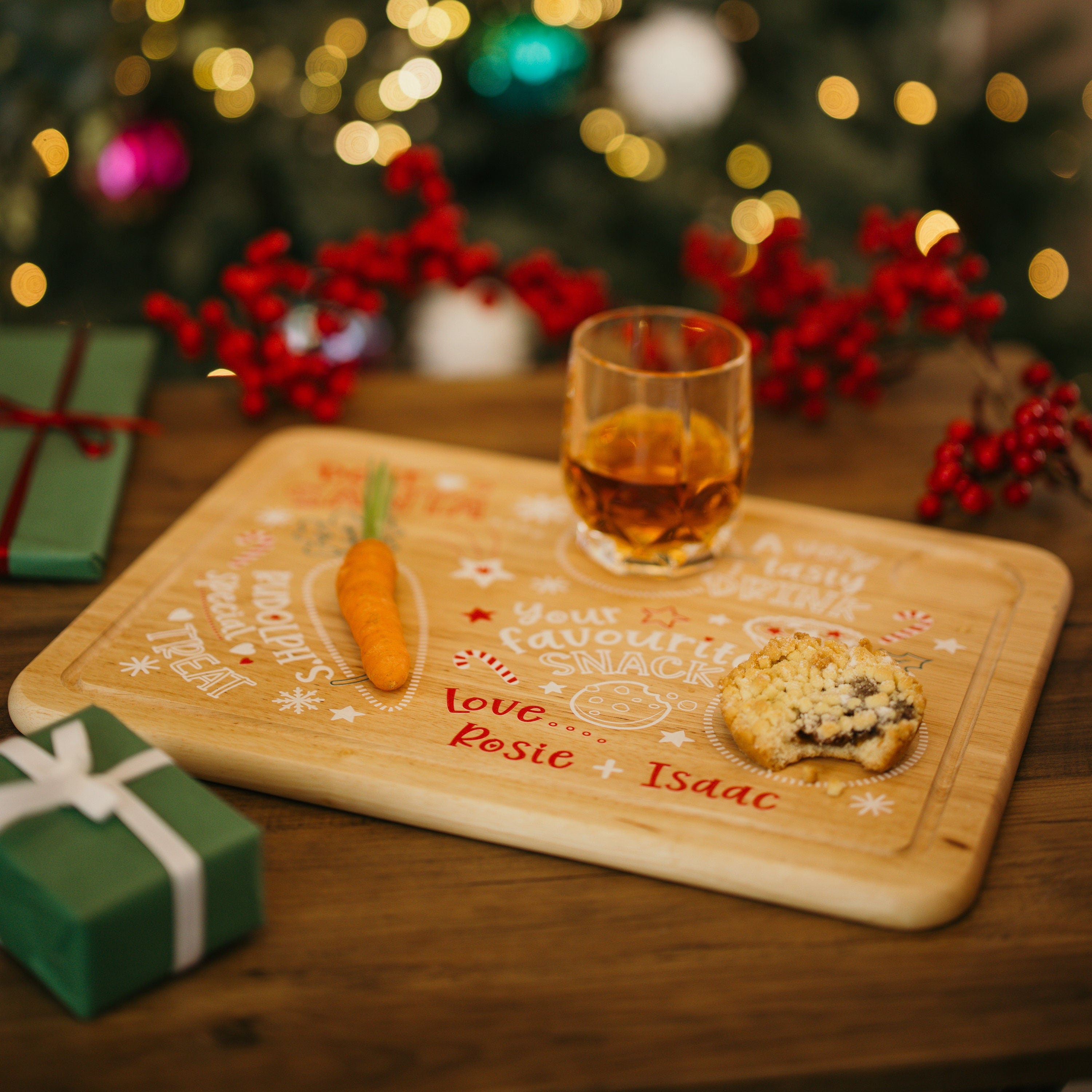 Personalised Christmas Eve Wooden Treat Board for Santa