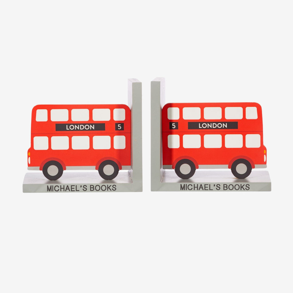 Personalised Red London Bus Children's Bookends
