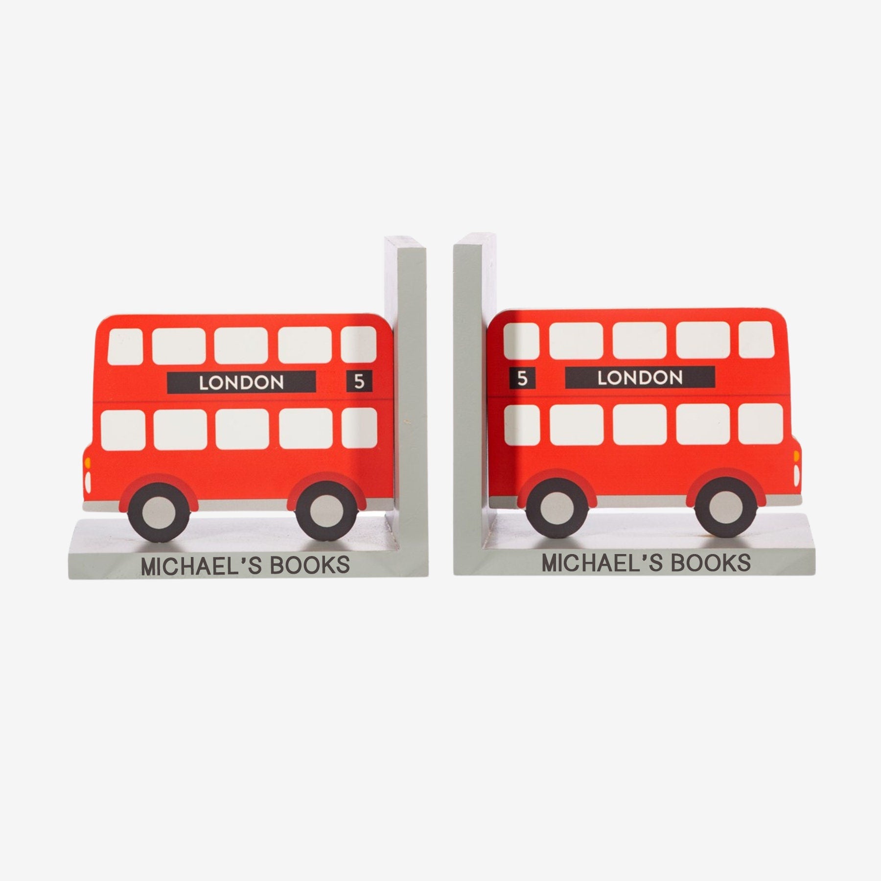 Personalised Red London Bus Children's Bookends