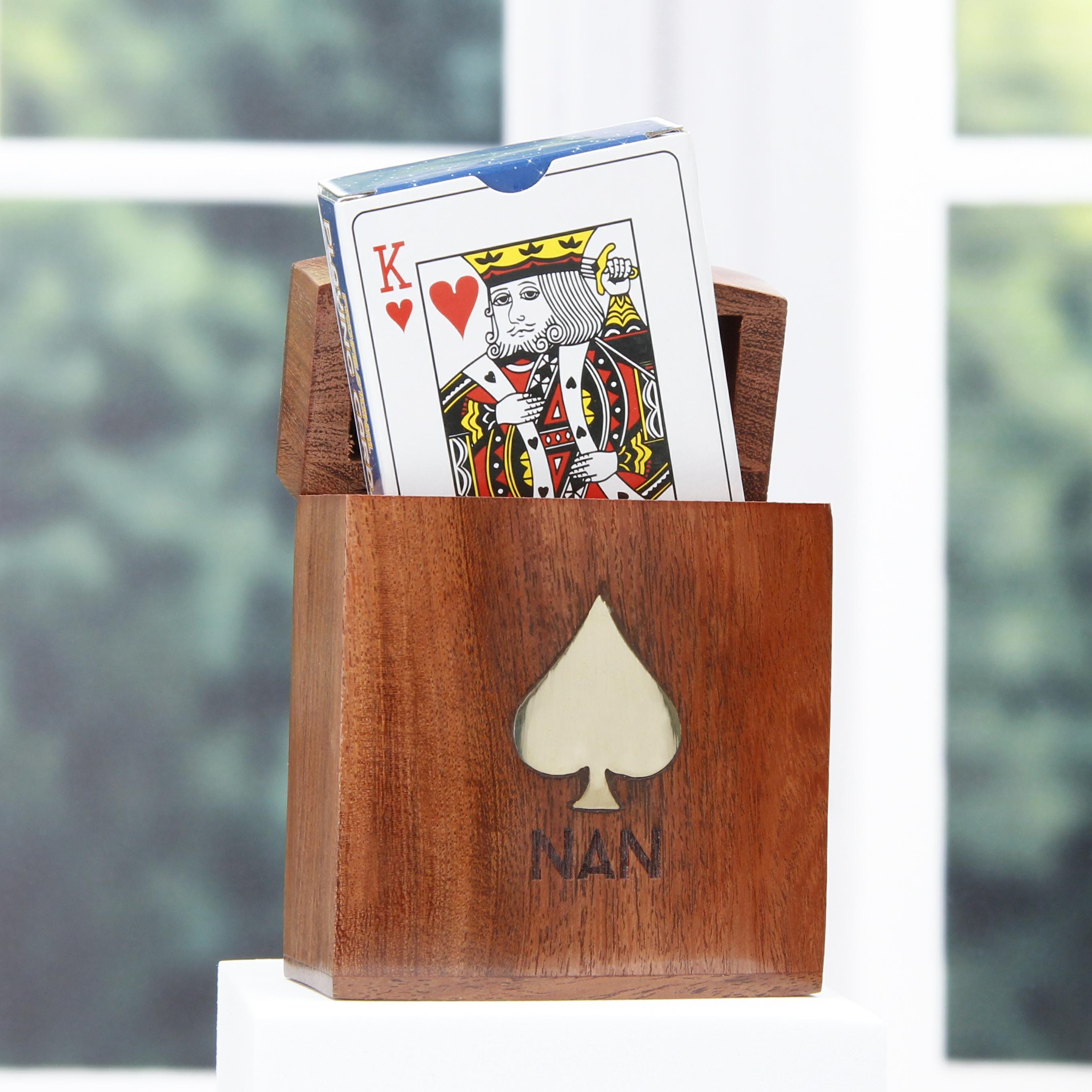 Personalised Luxury Wooden Playing Card Game Set Holder