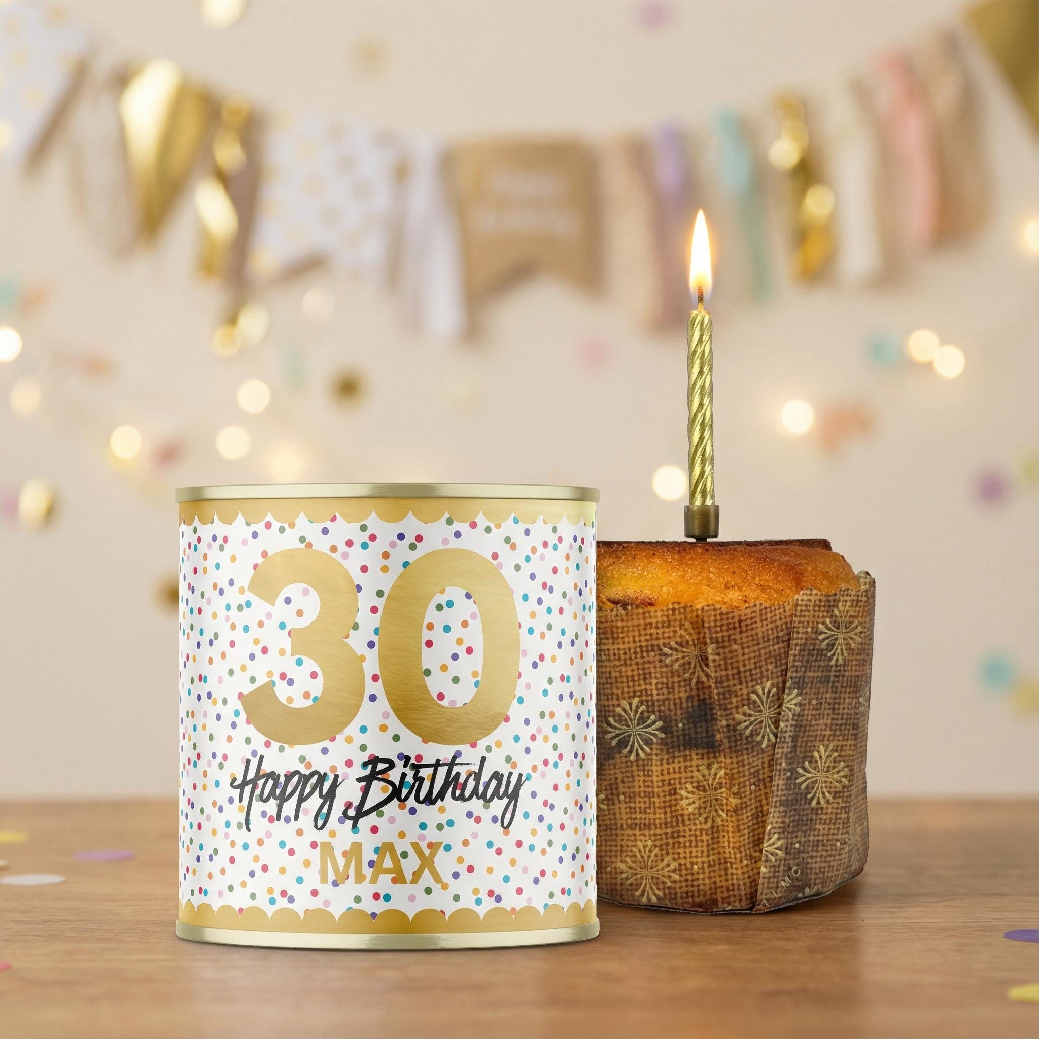 Personalised 30th Birthday Cake in a Can - Choice of Flavours