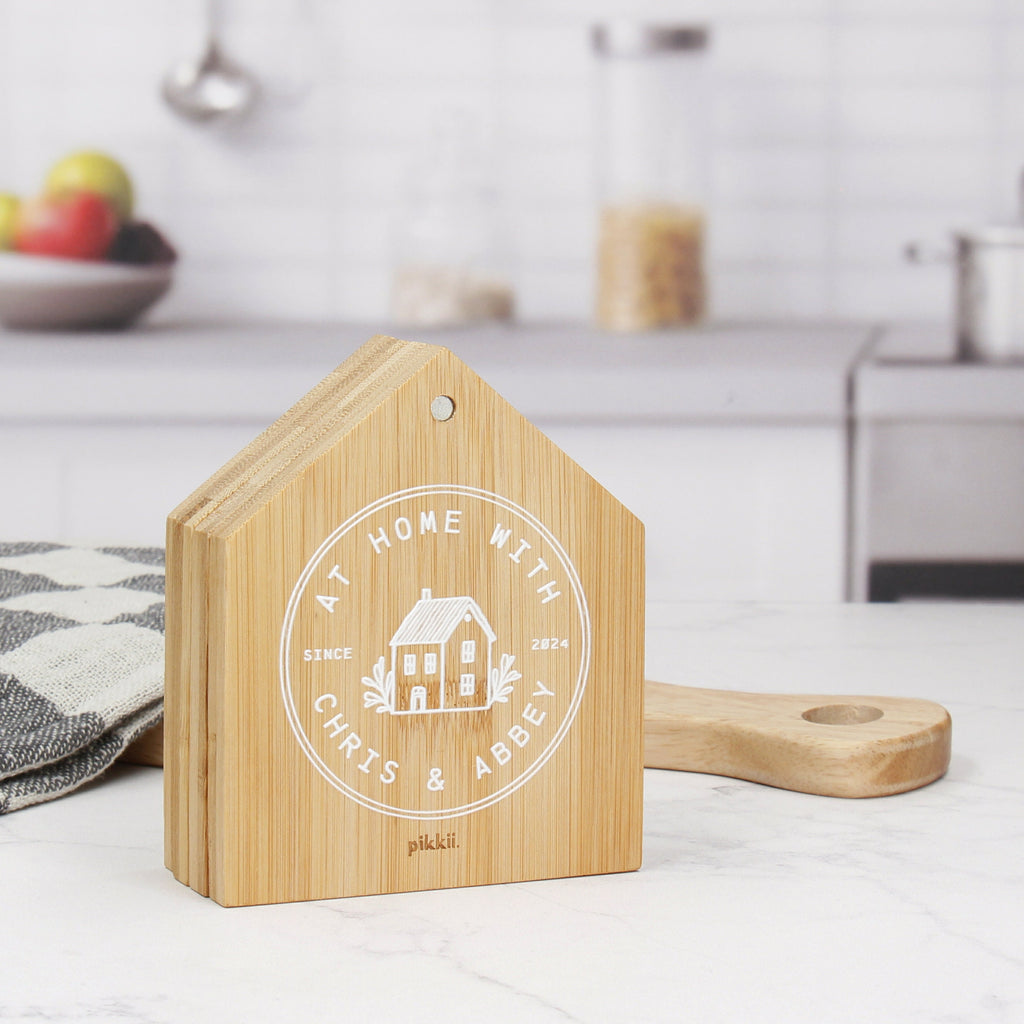 Personalised New Home Wooden Coasters - House Shaped Design