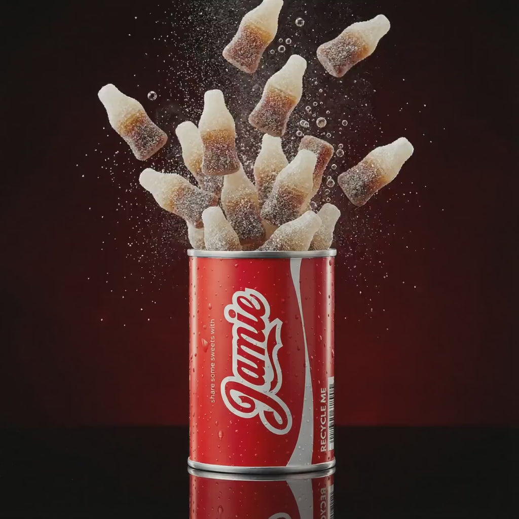 Personalised Retro Cola Sweet Can with Cola Bottles