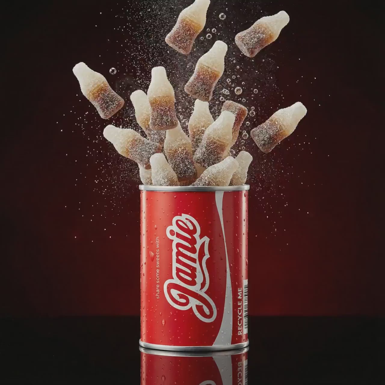 Personalised Retro Cola Sweet Can with Cola Bottles