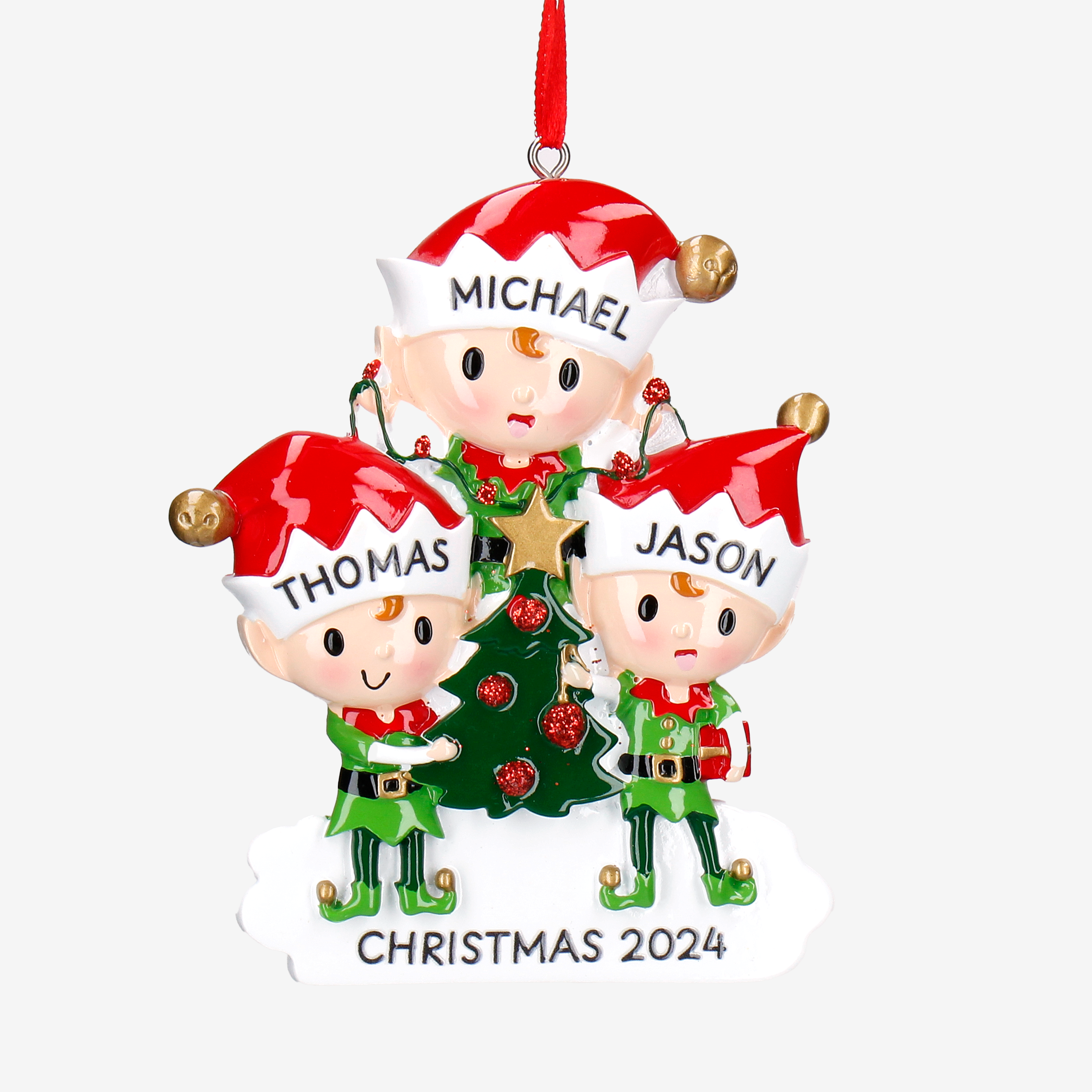 Elf Christmas Tree Decoration - Five Designs | Personalise with Names | Christmas Decor Main image